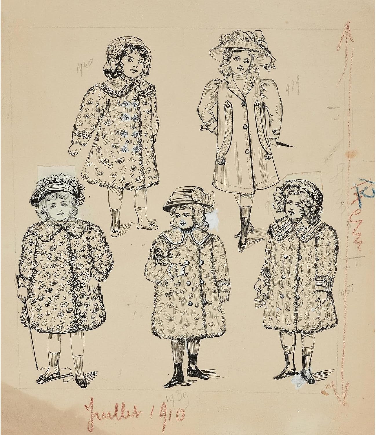 ArtDirect Fashion drawing (1910) Unframed Art Print Giclee Poster by Cécile Kahn - Ready for Framing with Customization Sizes 8x9, 11x13, 16x19, 24x28, 36x42 and 48x56 inches