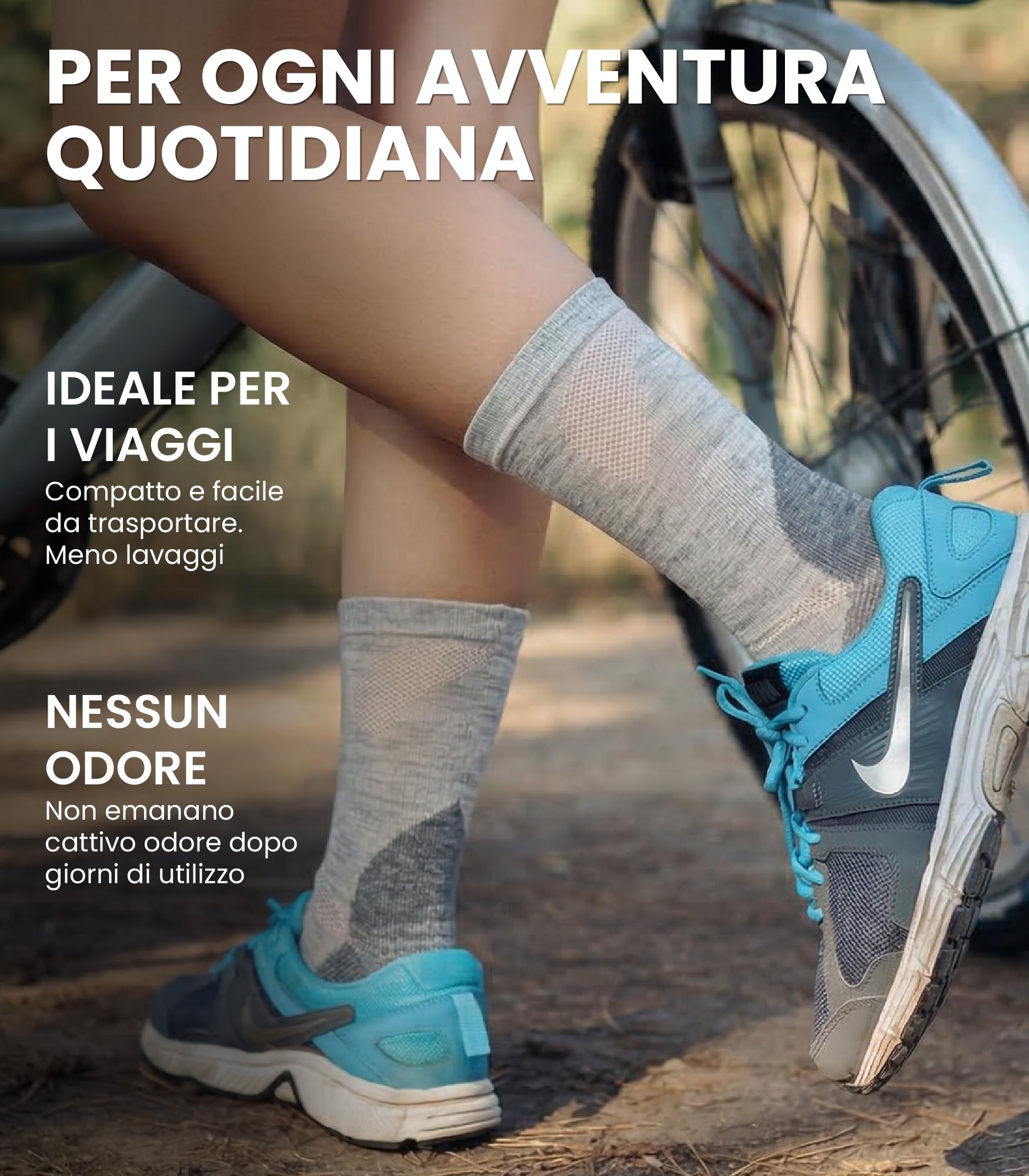 Merino.tech Calze Lana Merino Uomo e Donne - Termici Running Trekking | Calzini Stile Crew, Suola Imbottita, Anti-Vesciche, Anti-Odore, Traspiranti, Resistenti, Morbide, Facili da Curare