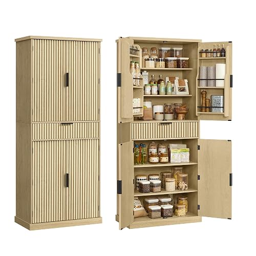 VASAGLE MAXE Collection Pantry Cabinet, 70.6-Inch Tall Storage Cabinet, Oak Beige, UBBK365Y01