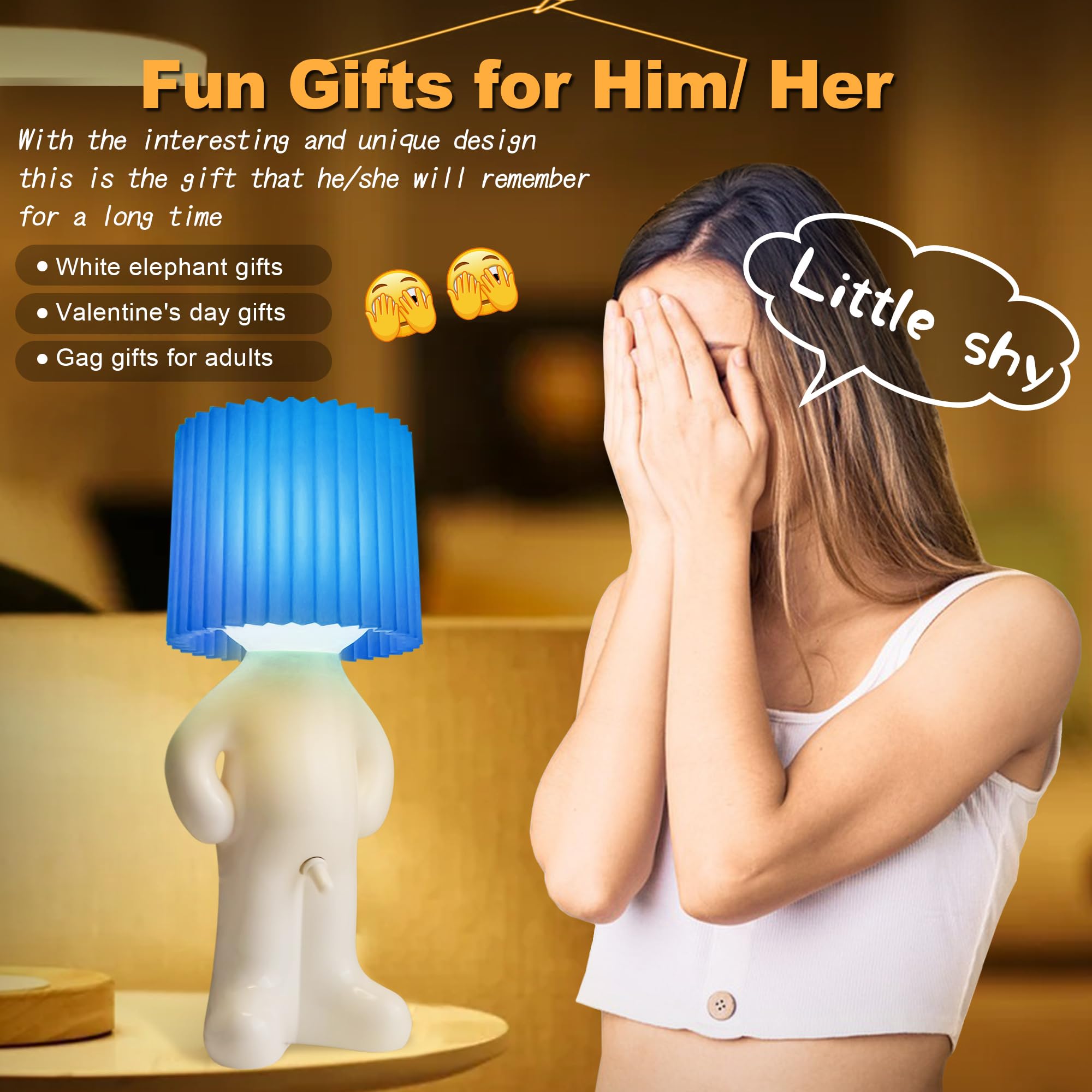 UNIMIW White Elephant Gifts for Adults,Gag Gifts Funny Adult for Women Girlfriend Boyfriend Men Cool Inappropriate Sht Weird Novelty Gift Ideas for Men Rechargeable Night Light Funny Lamp (Blue) - Image 2
