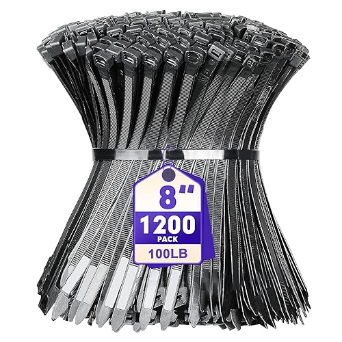 Zip Ties, RAZCC 1200pcs Black Cable Zip Ties 8 Inch,