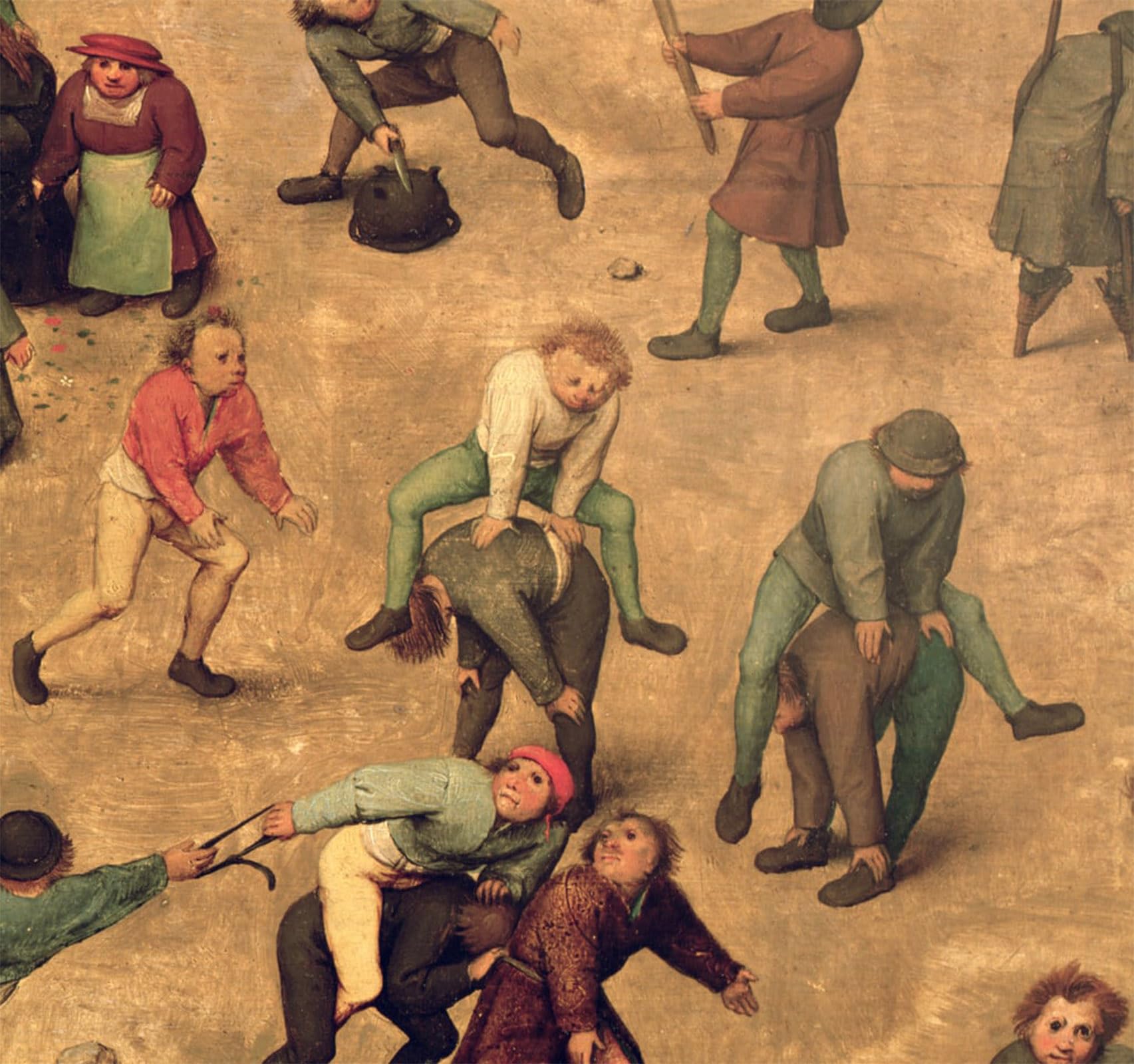 SERENDIPITP Vintage Picture Print on Canvas Wall Art Poster Children's Detail of Children Playing Leap by Pieter Bruegel the Elder Artwork Print Poster for Wall Decor 60x90cm