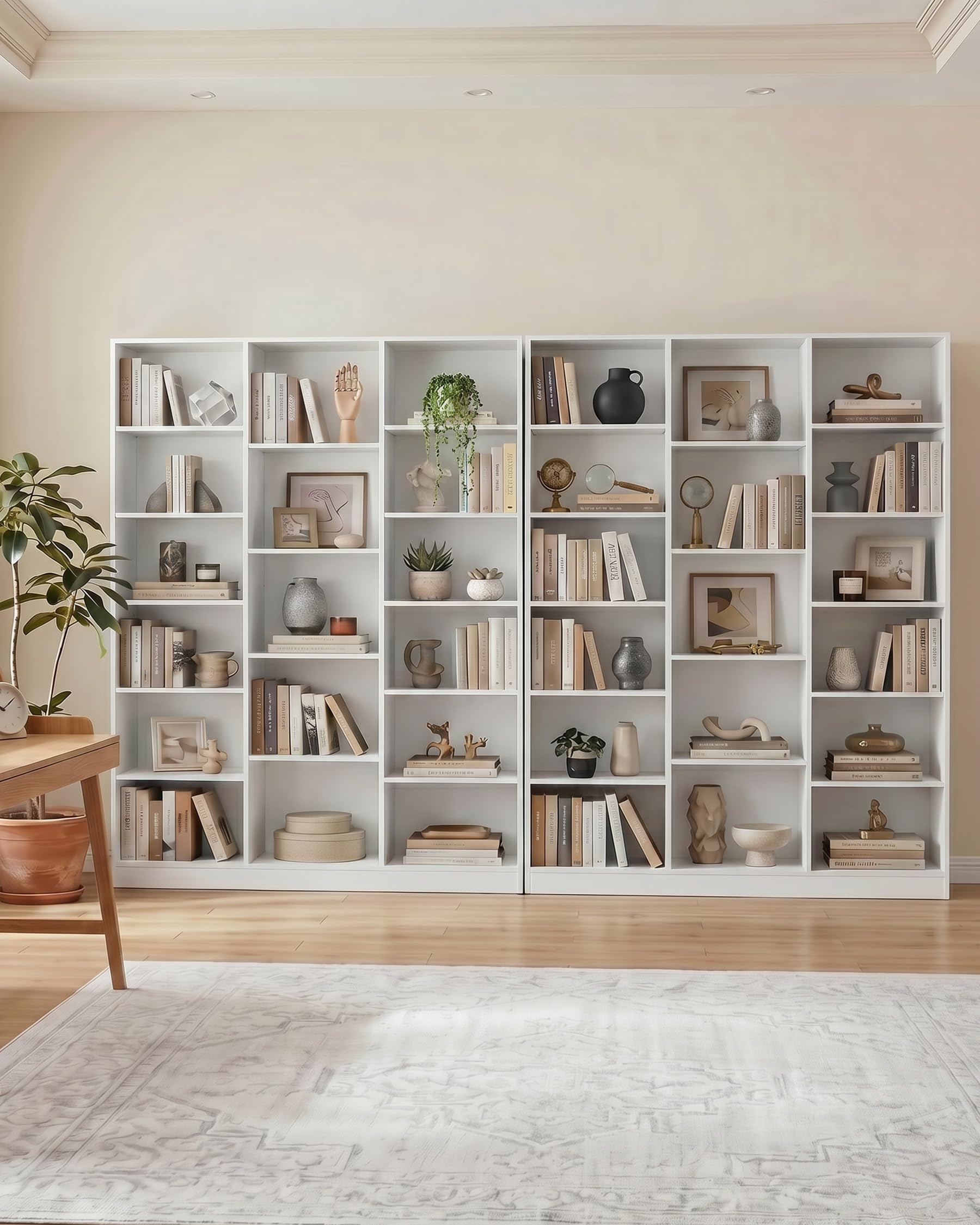 hitsuki Estantería Libros Blanca con 17 Compartimentos Librero Alto Estante para Libros Estantería Modular Mueble Organizador para Salón