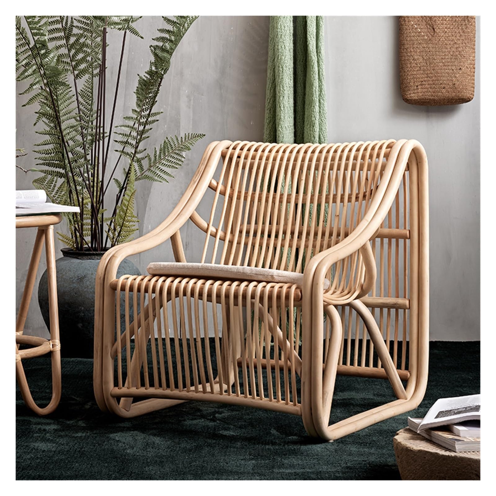 Sedia in vimini e rattan, Poltrona, sedia in rattan, sedia casual, mobili da giardino for patio esterno, Mobili da giardino e patio