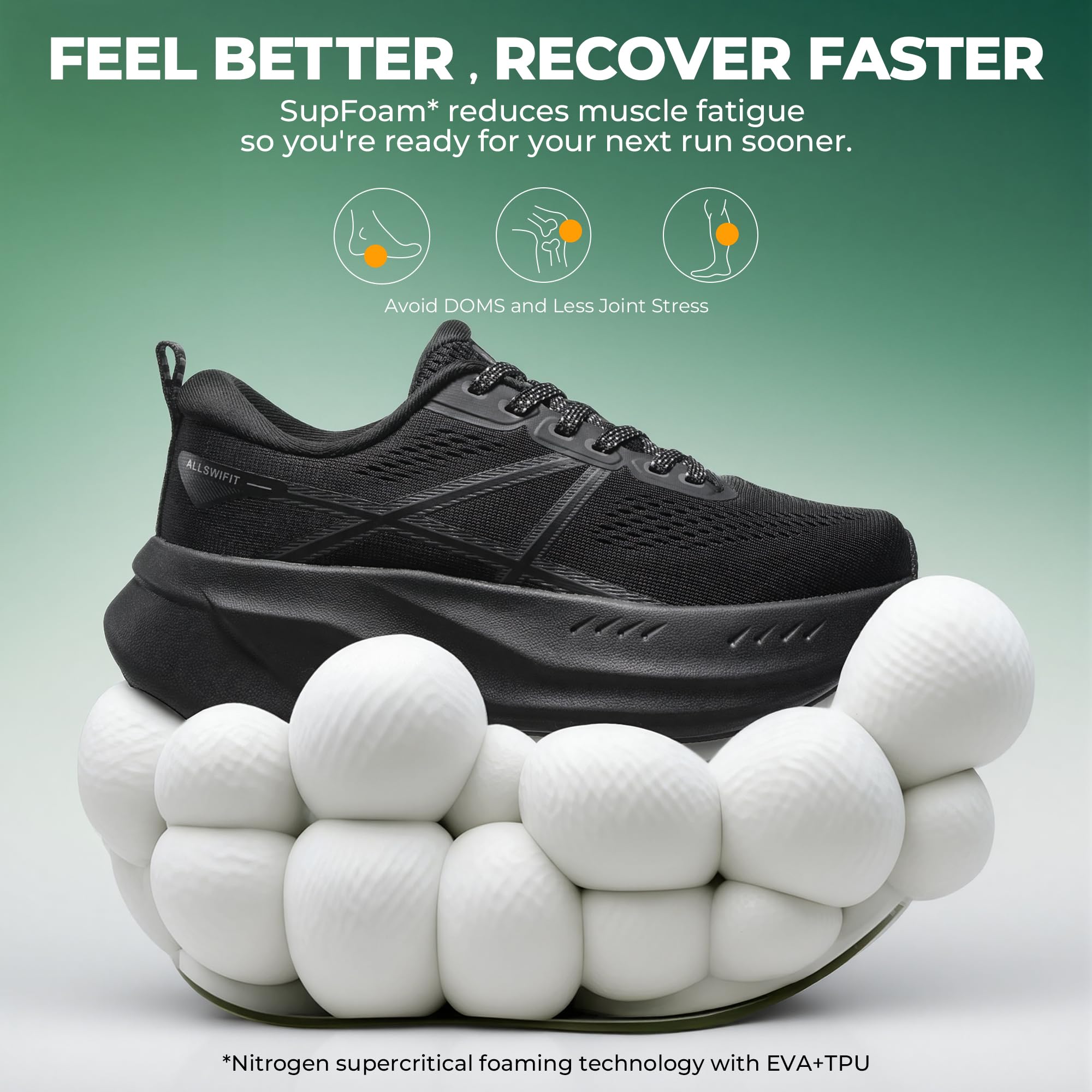 ALLSWIFIT Damskie buty do biegania szosowego poduszka buty tenisowe antypoślizgowe wygodne lekkie siłownia trening atletyczny wsparcie łuku trampki do chodzenia Active5K