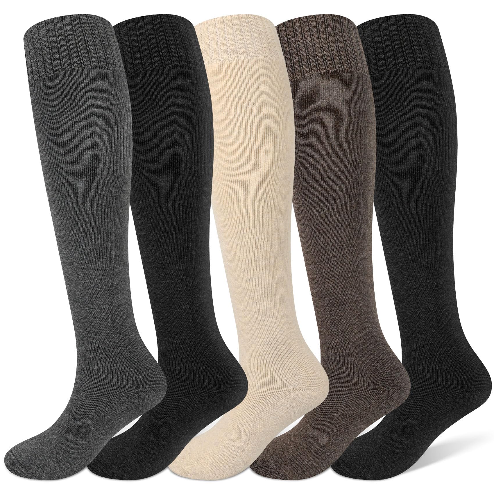 Justay Lot de 5 paires de chaussettes hautes épaisses pour femme