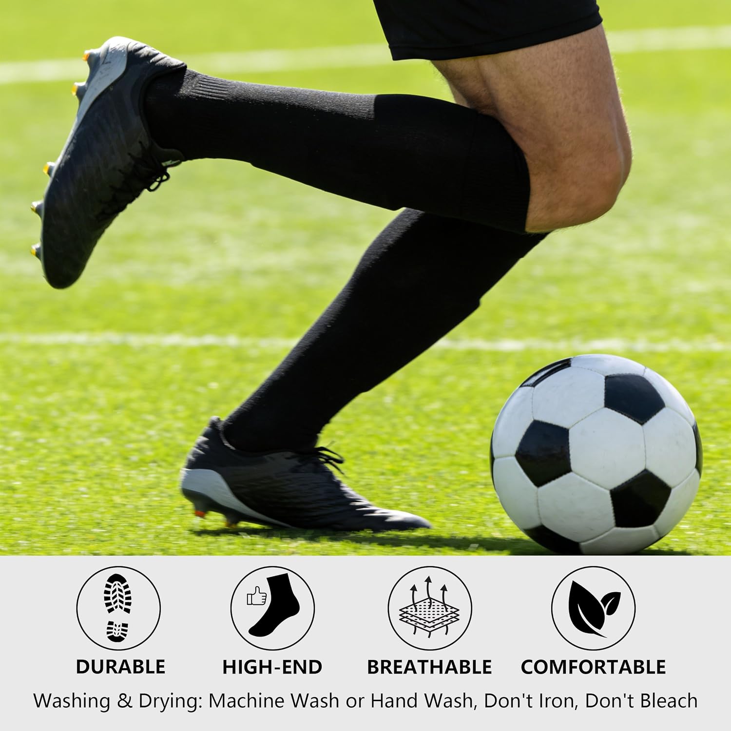 Dsource Unisex Soccer Socks, Knee High Solid Baseball Football Sports Team Socks