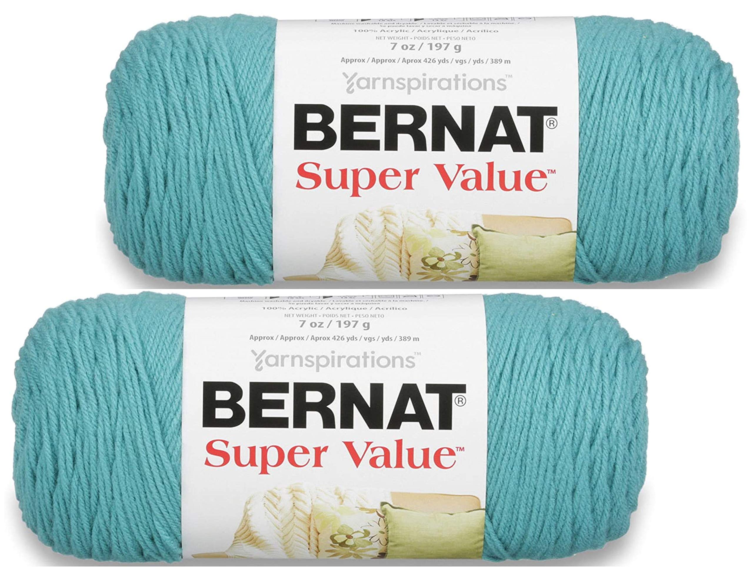 Bernat Super Value Yarn - 7 oz - Aqua - 2 Skein Bundle - Total of 2 Skeins