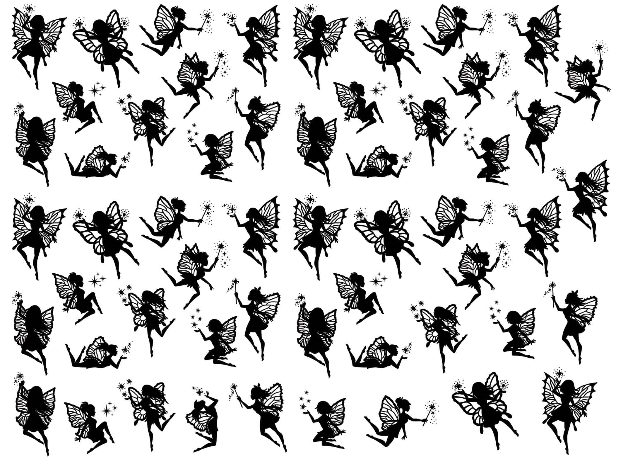 Fairy Wishes 55 pcs 1 Inch Black Fused Glass Decals