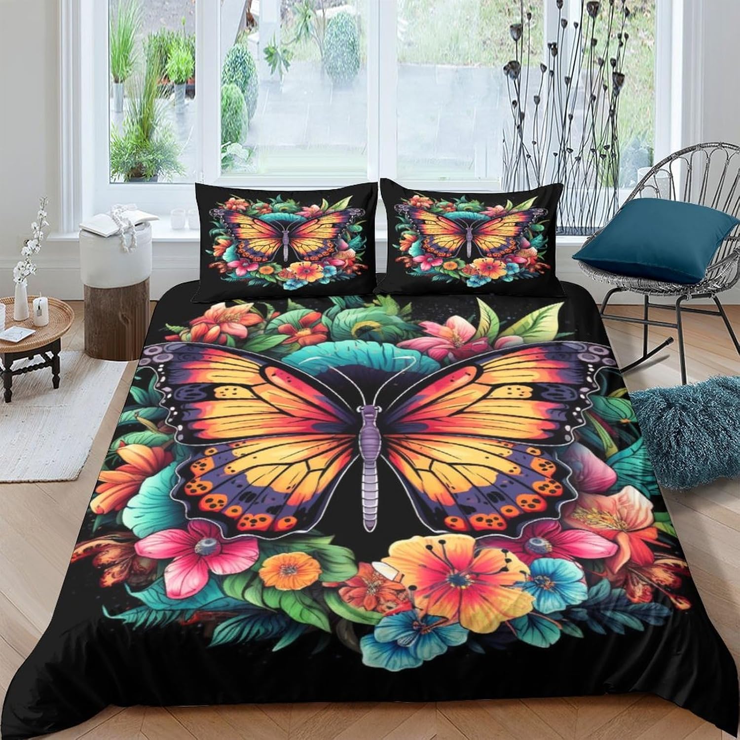 LOUSON Kids Boys Girls Butterfly 3 Pieces 3D Print King Size Duvet