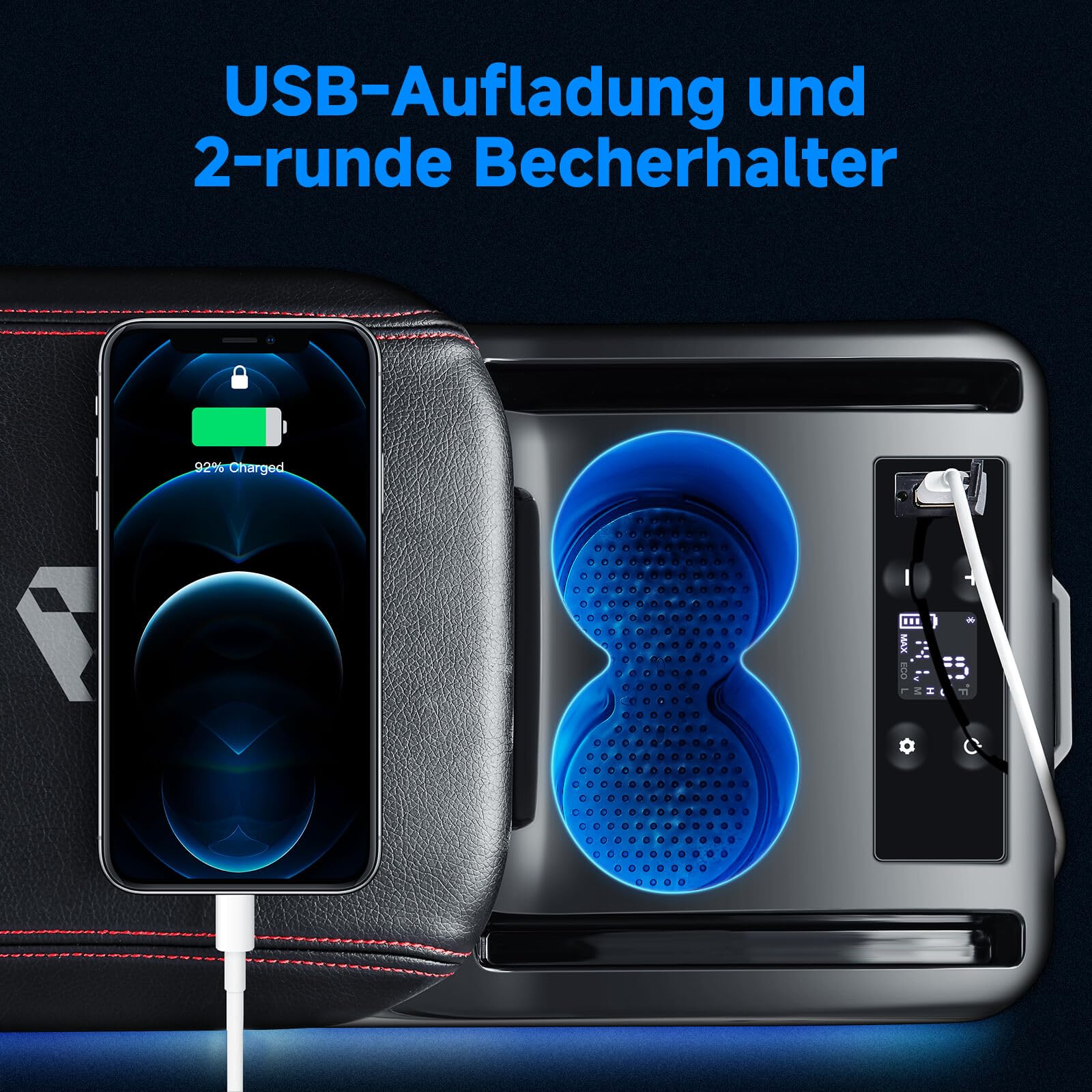 AAOBOSI Kompressor Kühlbox 15L bis 20°C, 12/24V 230V mit App Steuerun, Kühlbox Kompressor Für Auto Camping