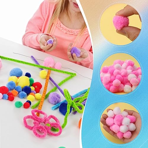Miniatura 5 de 150 pompones de 1.0 in, 3 colores a granel, para actividades creativas en el hogar y en clase, decoración del hogar, manualidades y manualidades,