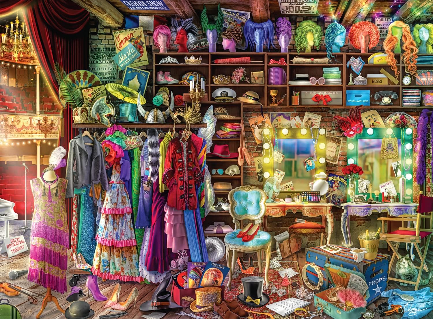 Buffalo Games - Aimee Stewart - Backstage at The Theater - 1000 Piece Jigsaw Puzzle - Challenging Puzzle Perfect for Game Nights - Finished Size is 26.75 x 19.75