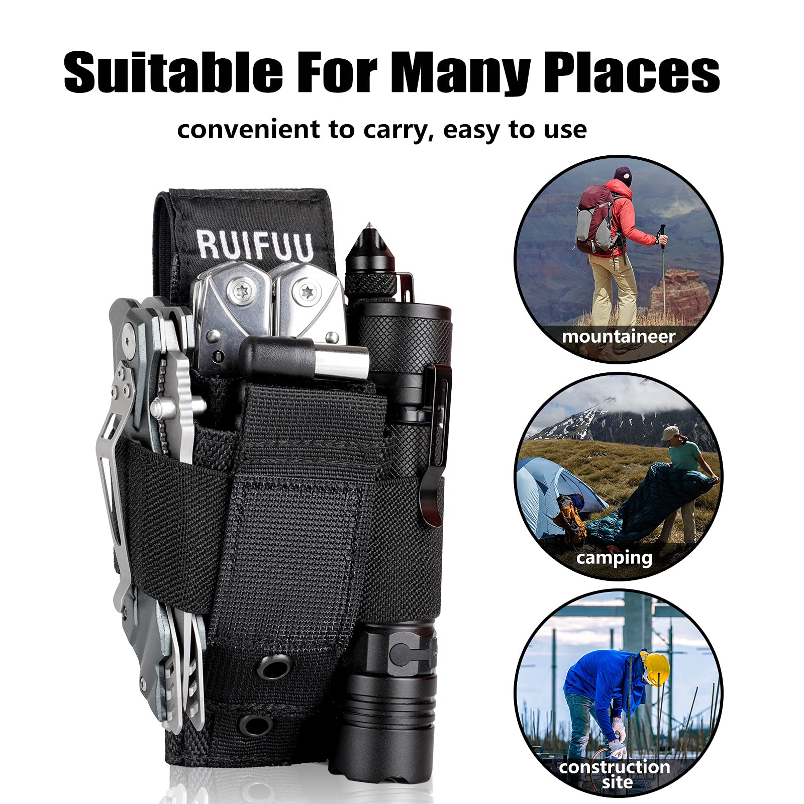 Funda multiherramienta para cinturón, soporte para linterna Molle, soporte universal para herramientas, estuche de transporte táctico para hombre, bolsillo en la cintura de los hombres, carpintero, 3