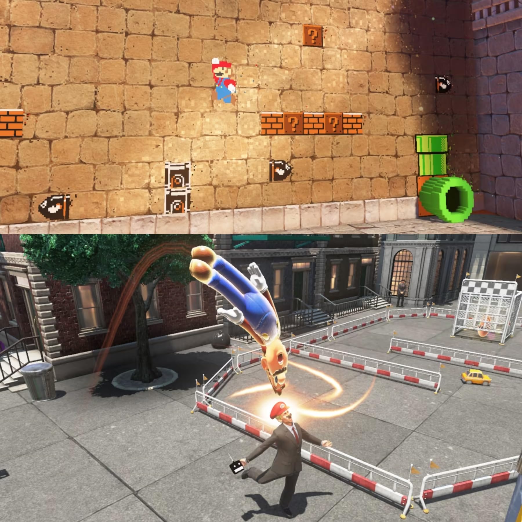 Super Mario Odyssey per Nintendo Switch (versione USA), con impugnature per pollice PremGear (confezione da 8 - nero, blu, rosso e trasparente), porta carte da gioco a 24 slot e panno per la pulizia