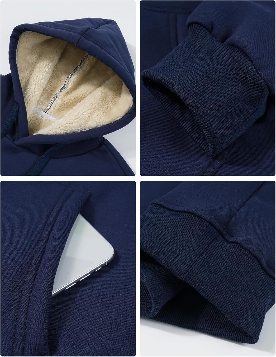 Flygo Women's Sherpa Fleece Lined Hoodie Winter Warm Thermal Heavyweight Plain Pullover Thicken Sweatshirt Tops with Pockets - Image 7