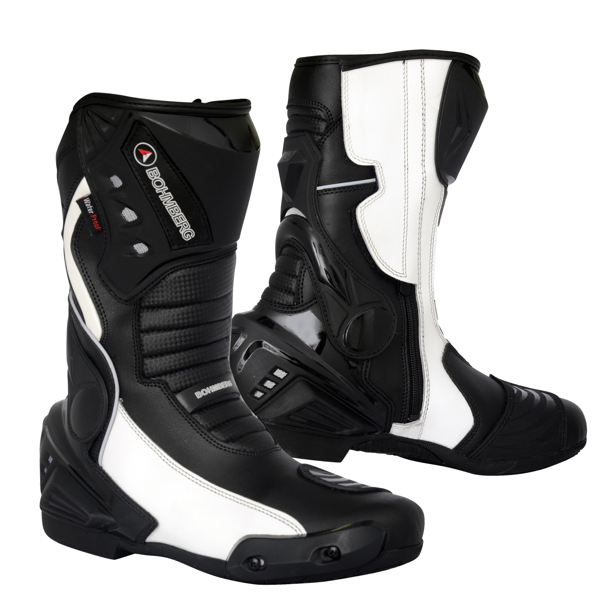 Bohmberg Stivali da Moto, Stivali Sportivi in Pelle, Pelle Resistente Idrorepellente con Protezioni Fisse/Design Molto Cool/urbano, motociclista