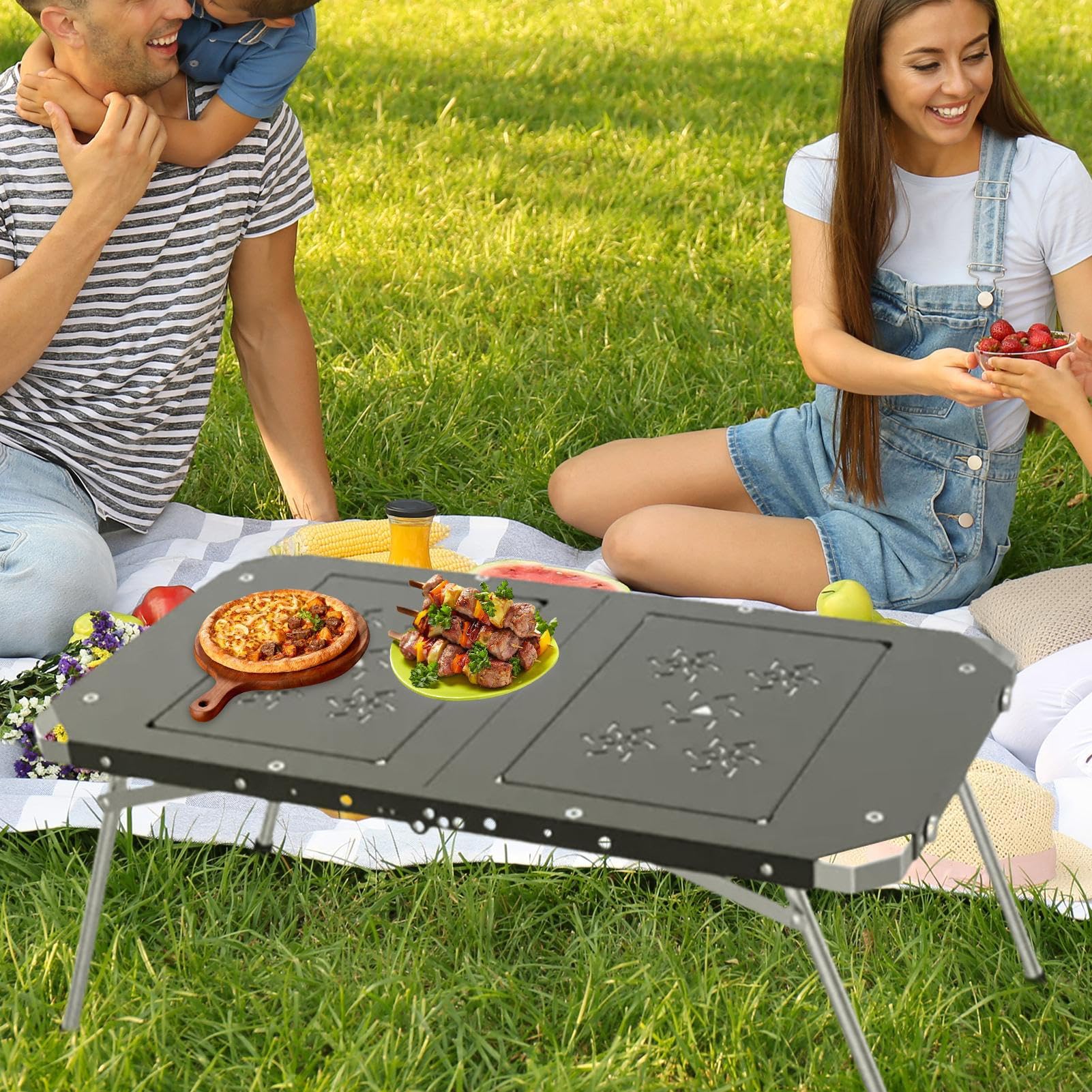 Tavolino Pieghhevole in Lega di Alluminio Ripiegabile per Giardinaggio | Tavolo Da Esterno per Famiglia Casa Patio Picnic Pesca Prato Giardino e Esterno
