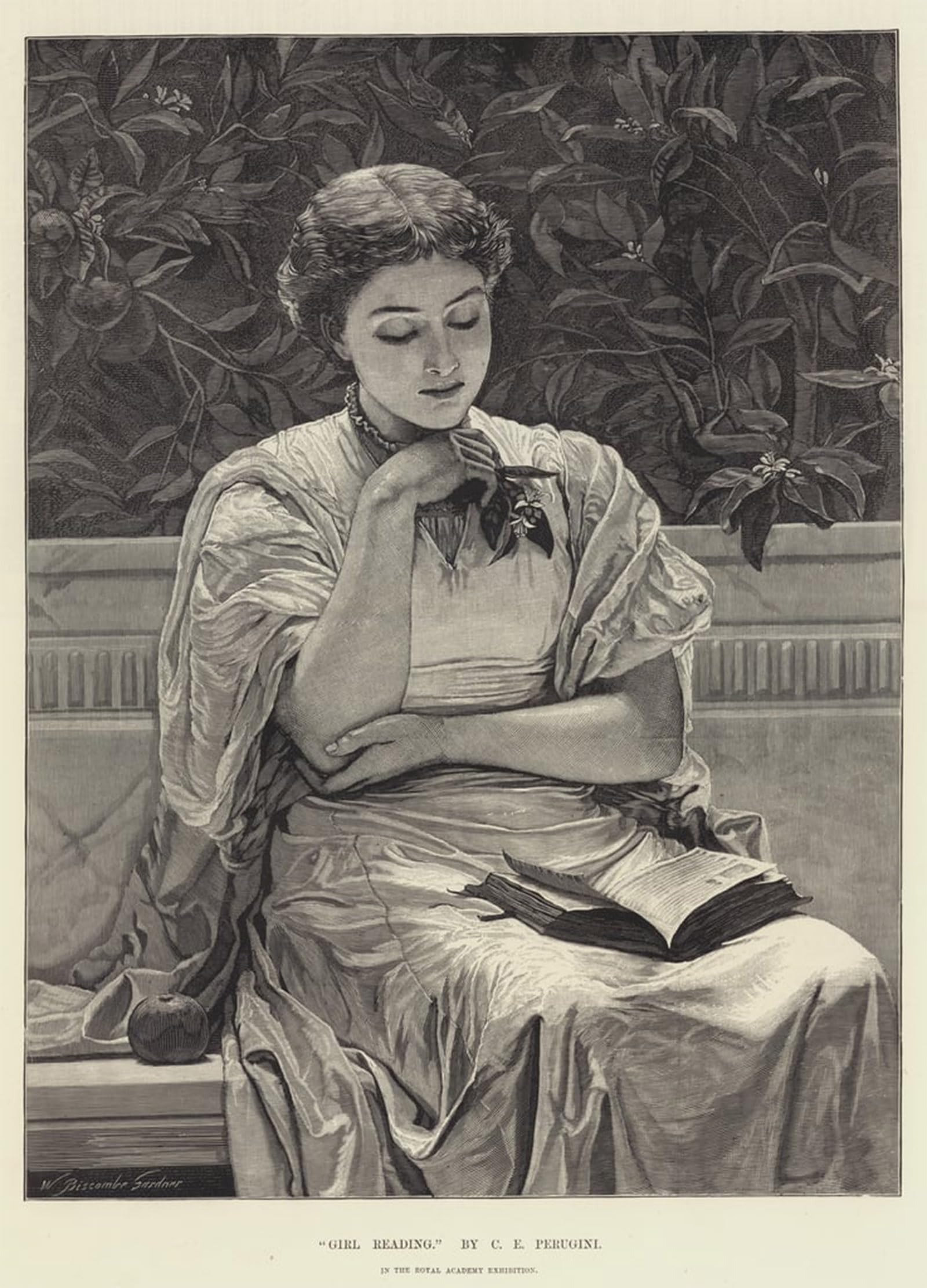 ARTXLXXBN Famous Painting Canvas Artwork Graffiti Print Girl Reading by Charles Edward Perugini Portrait Canvas Image for Home Decor 60x90cm