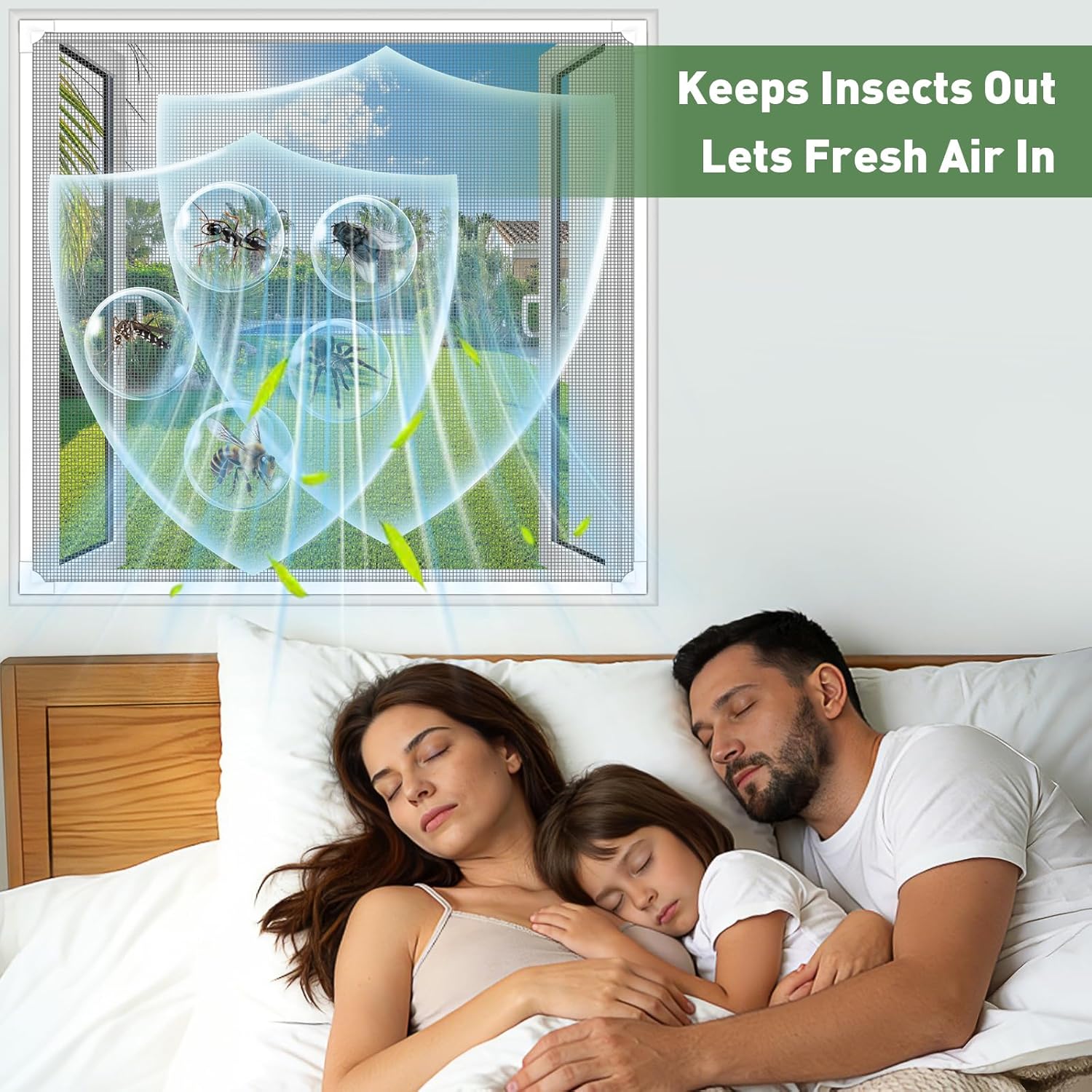 Window Screen Adjustable Magnetic Window Screen Replacement Max 43" x 71", DIY Fiberglass Mesh Window Screens for House Windows White Frame Grey Mesh