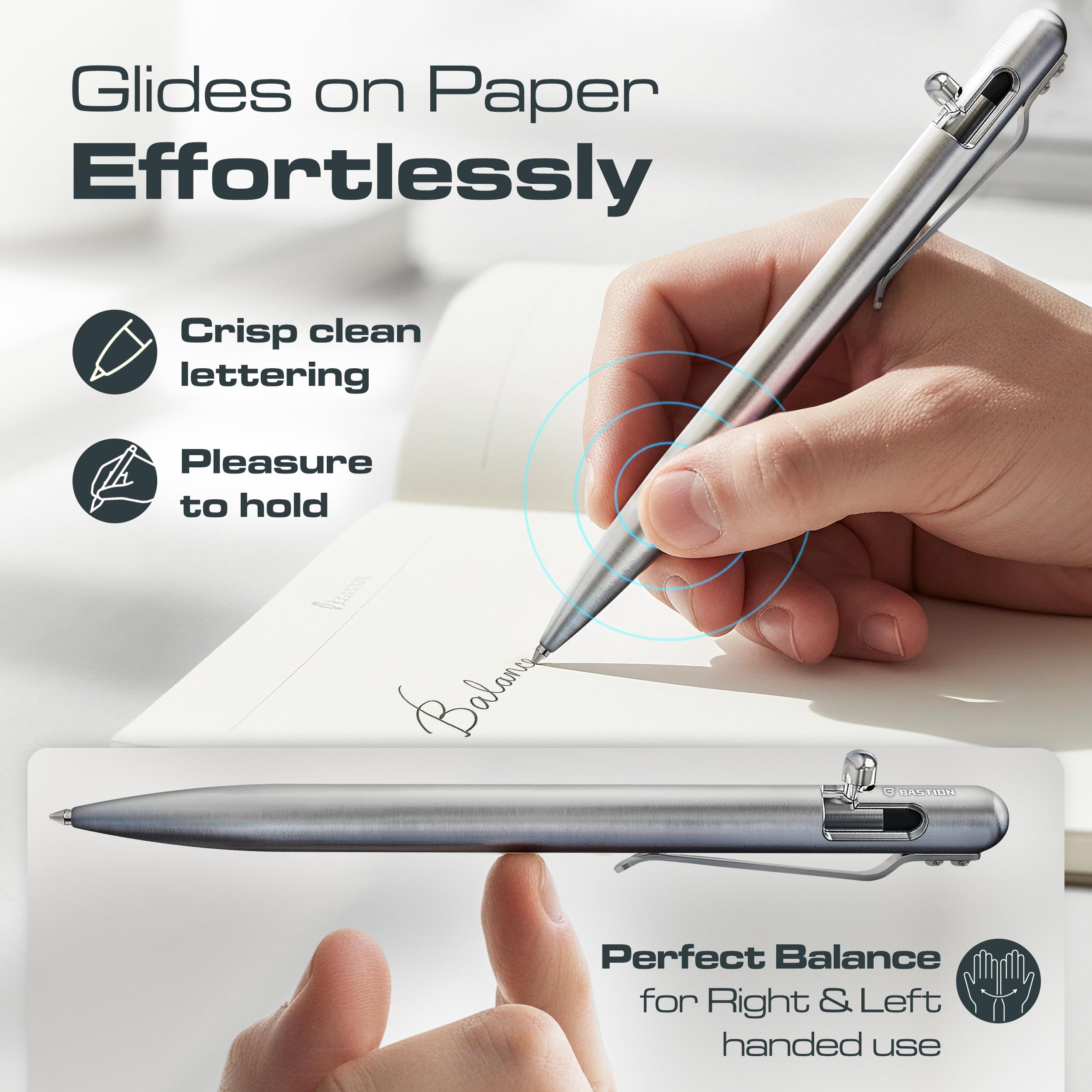 BASTION Titanium Bolt Action Pen - exclusive Hyperbolt ZeroSeam CNC Machined EDC Writing Tool Refillable Flagship Executive Gift — view 3