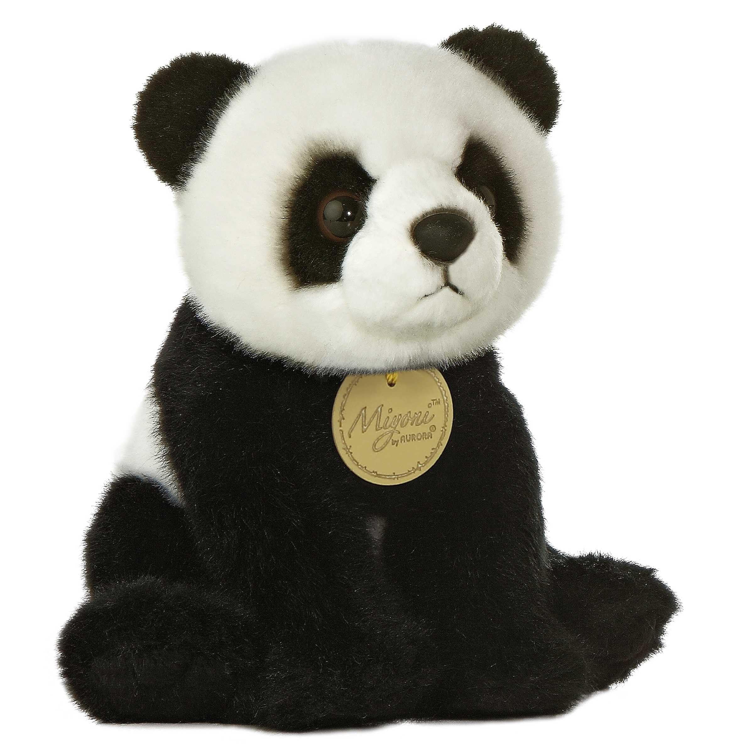 Aurora® Realistic Miyoni® Panda Stuffed Animal - Lifelike Details Make a Cherished Companion - Perfect for Decorating Bedrooms or Classrooms - Black 6 Inches
