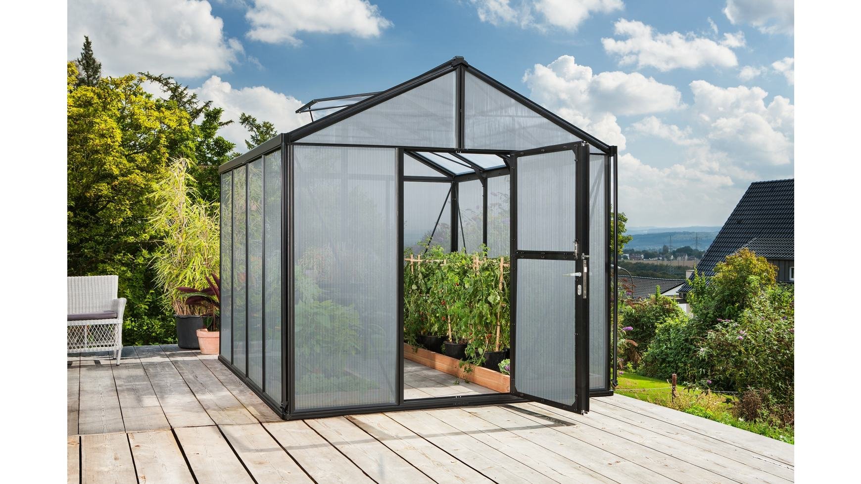 Gewächshaus Vitavia Zeus 8100 Alu schwarz 10mm HKP 8,1m²