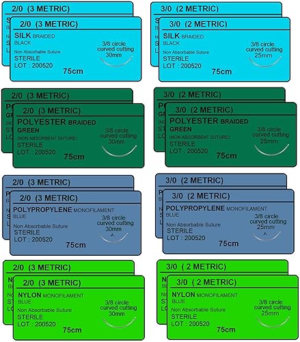 Miniatura 3 de Hilo de suturas estériles con aguja y herramientas – Primeros auxilios de emergencia de campo, traumatismos Kit de sutura educativa; taxidermia,