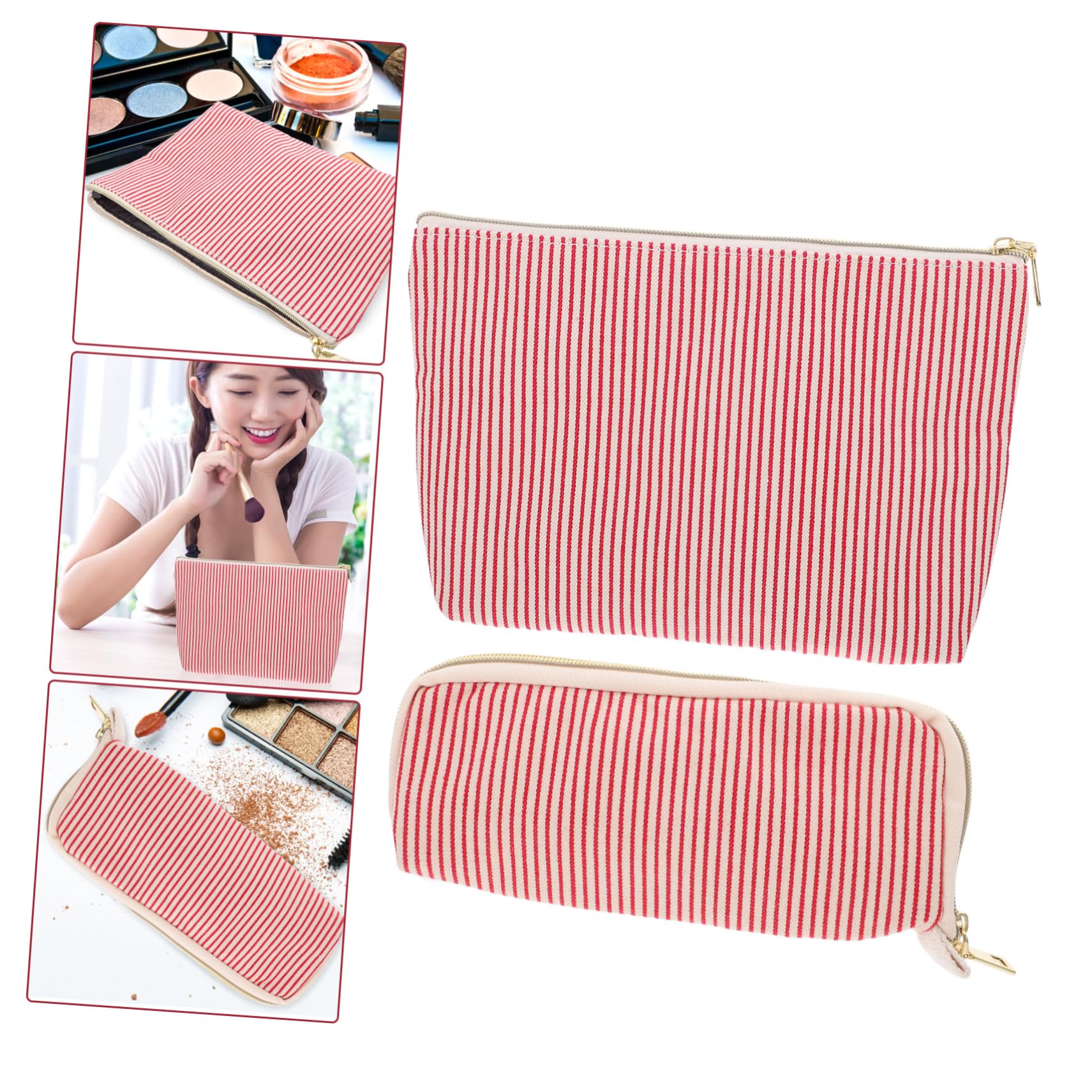 FRCOLOR 10stücke Kosmetiktasche Große Kapazität Reise-Organizer Für Make-up Und Toilettenartikel Praktisches Aufbewahrungs-Accessoire Für Unterwegs Gestreift