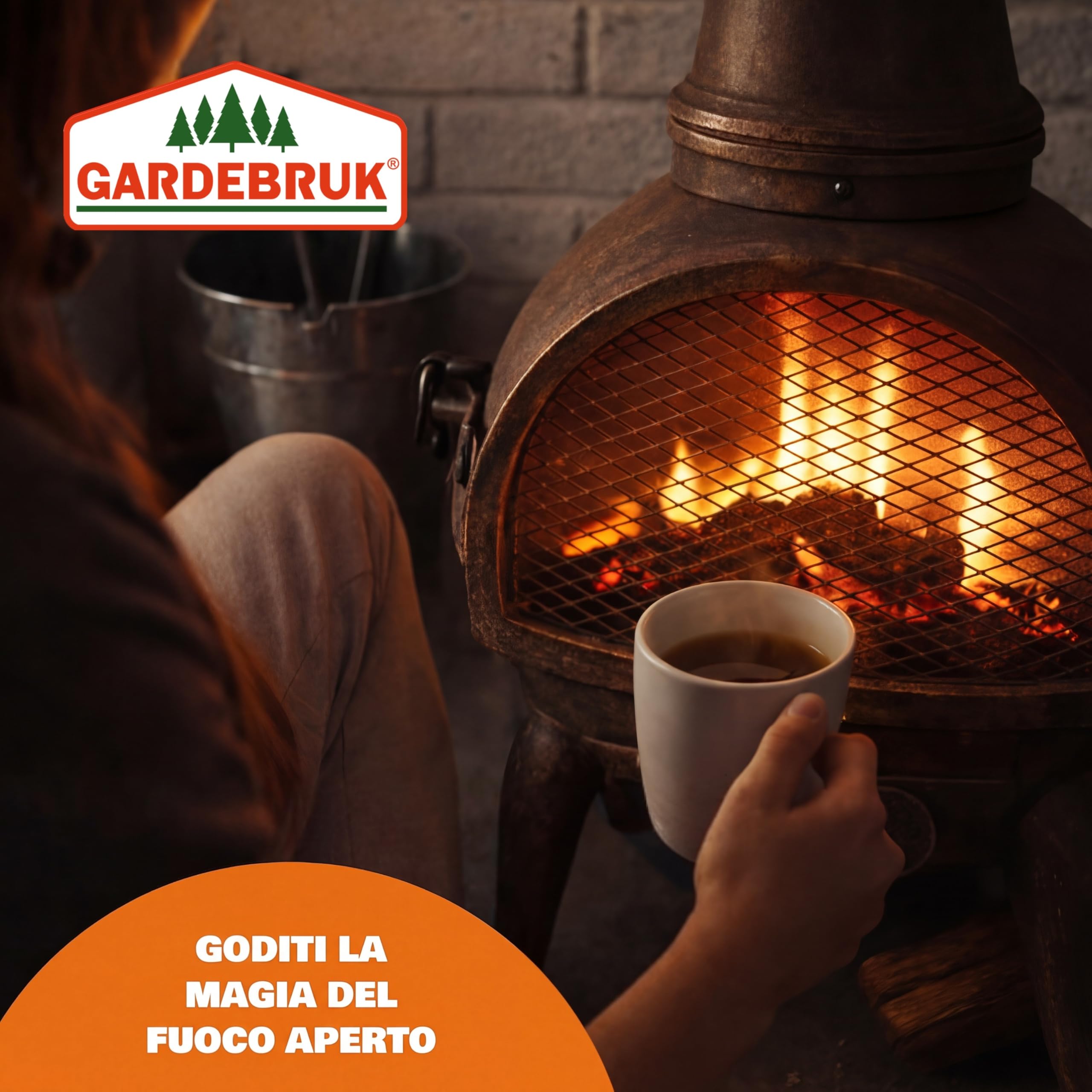 GARDEBRUK® Stufa da Giardino Camino da Esterno Caminetto Ø44cm 112cm Riscaldamento Terrazza Braciere