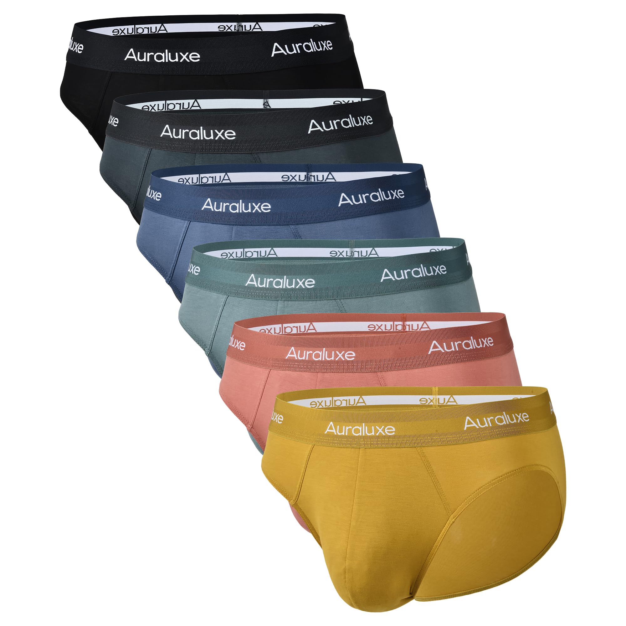 Auraluxe Bambus Slips Herren Atmungsaktive Unterhosen Männer Weich Ohne Etikett Unterwäsche Sport Herren-Slips mit Stretch 6er Pack