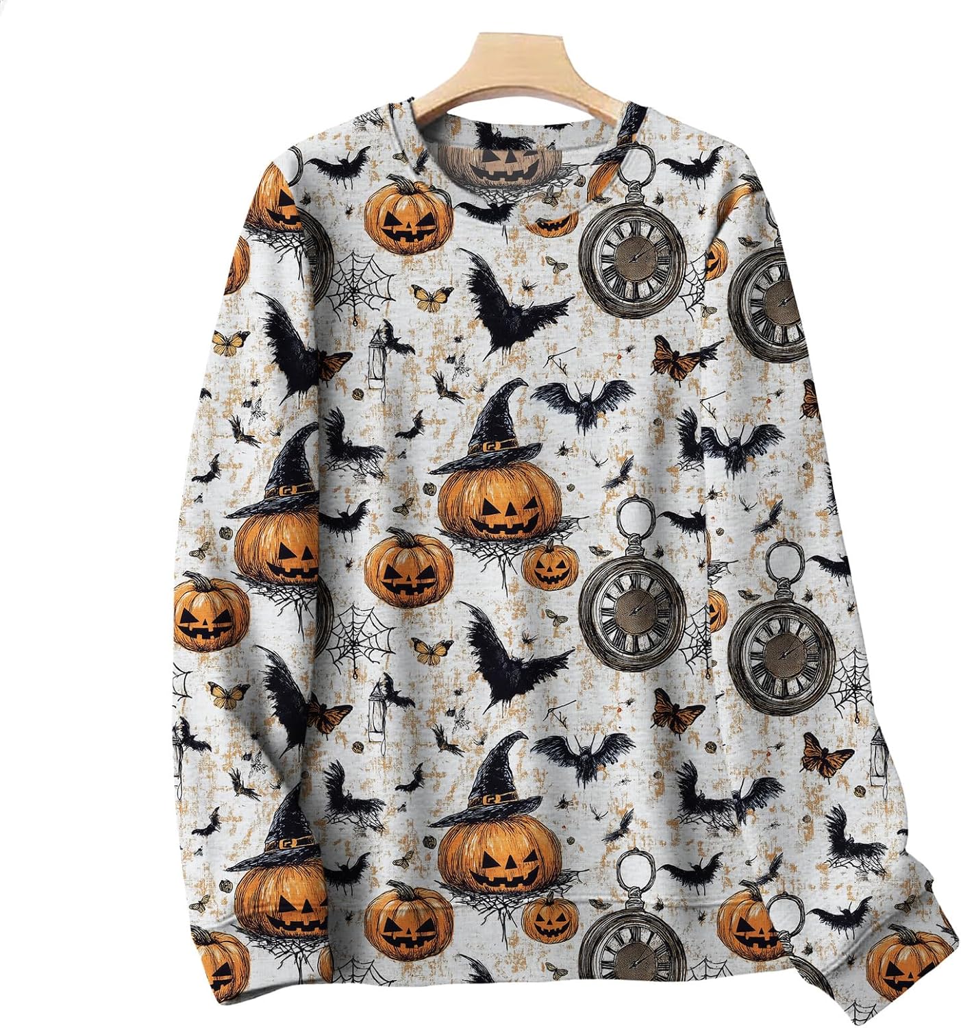 LIZALIG Pullover Cute Sweatshirt Orange Skeleton Fall Festive FunWomens Design Bat Holiday Party Outings Pumpkin Print - Image 5