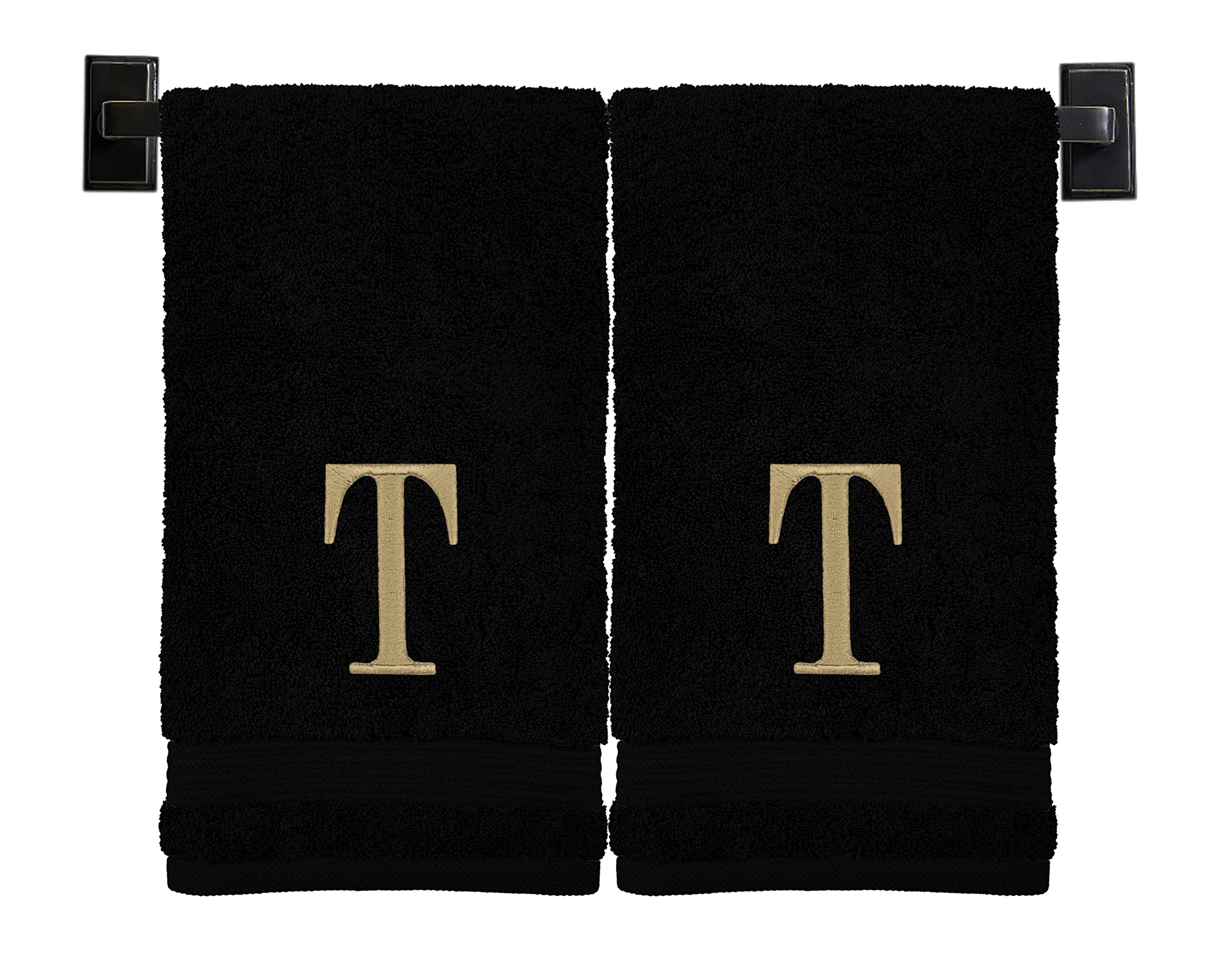 Custom Luxury Towels Monogrammed Hand Towels for Bathroom | Luxury Turkish Cotton | Embroidered in USA | Set of 2 | Choose Set Color and Monogram