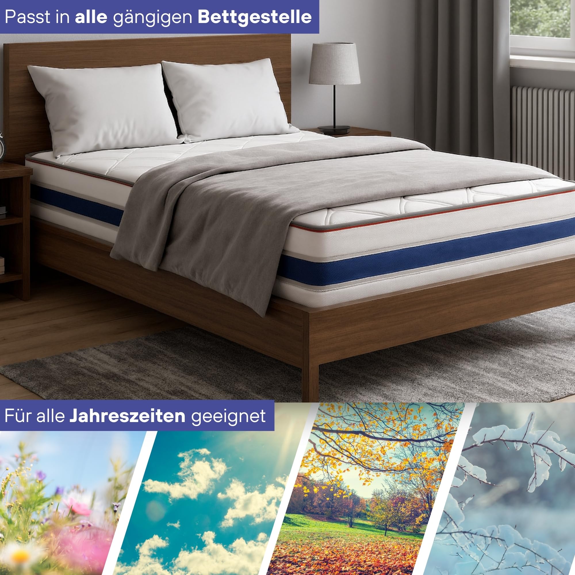 Arensberger RELAXX Matratze 140x200 cm | Kaltschaummatratze mit 3D Memory Schaum | ergonomische Höhe 25cm | wendbarer Härtegrad H2/H3 | Gel Schaum Bezug | 140x200cm Rollmatratze punktelastisch