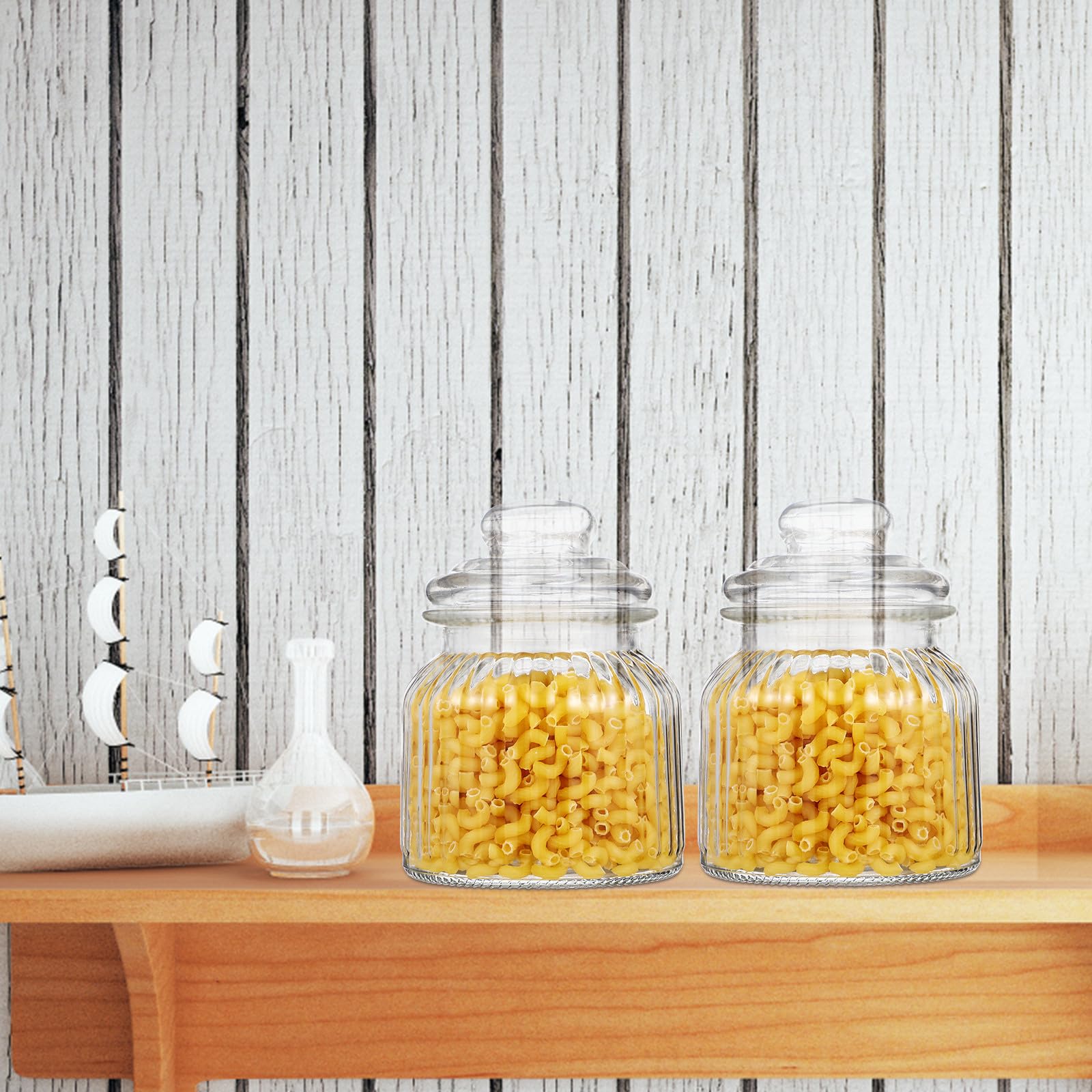 SOLUSTRE 2 Stück Eckige Vorratsgläser aus Glas 650ml mit Luftdichtem Deckel Spülmaschinenfest und Großer Öffnung für Küche und Party