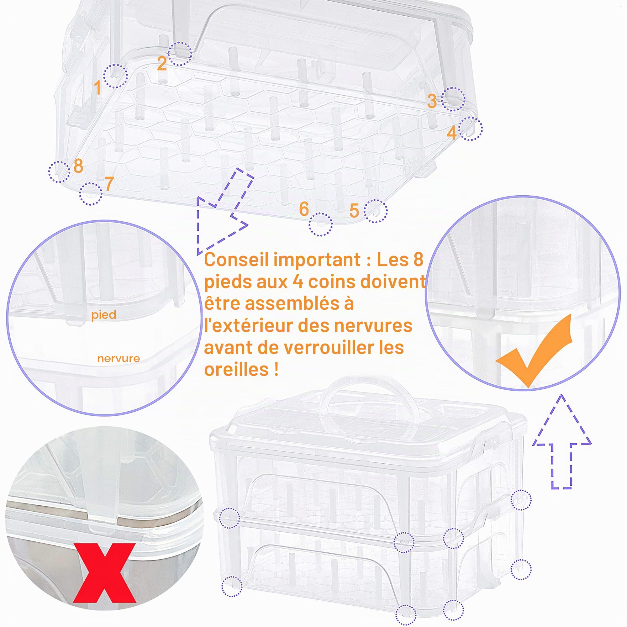 New brothread 80 Bobines de 500m de Fil pour Machine à Broder avec boîte de rangement en plastique transparent - Couleurs compatibles avec couleurs Janome et Robison-Anton