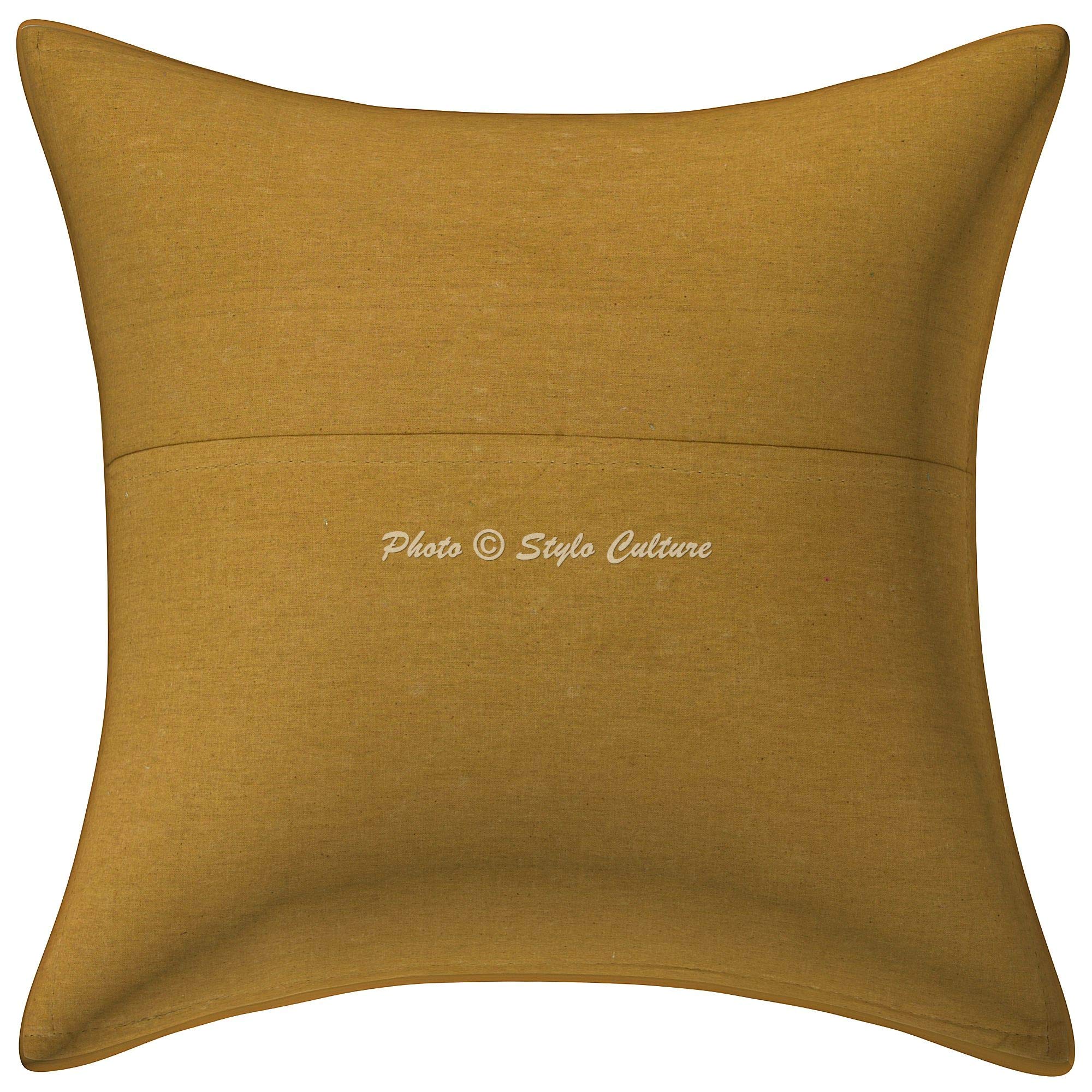 Indiano Fodere Per Cuscini 40x40 cm Decorativo Per Divani Design Del Collo Patchwork Ricamato Con Perline Marrone Cachi Quadrato Elegante Copricuscini Camera Da Letto - 4 pezzi