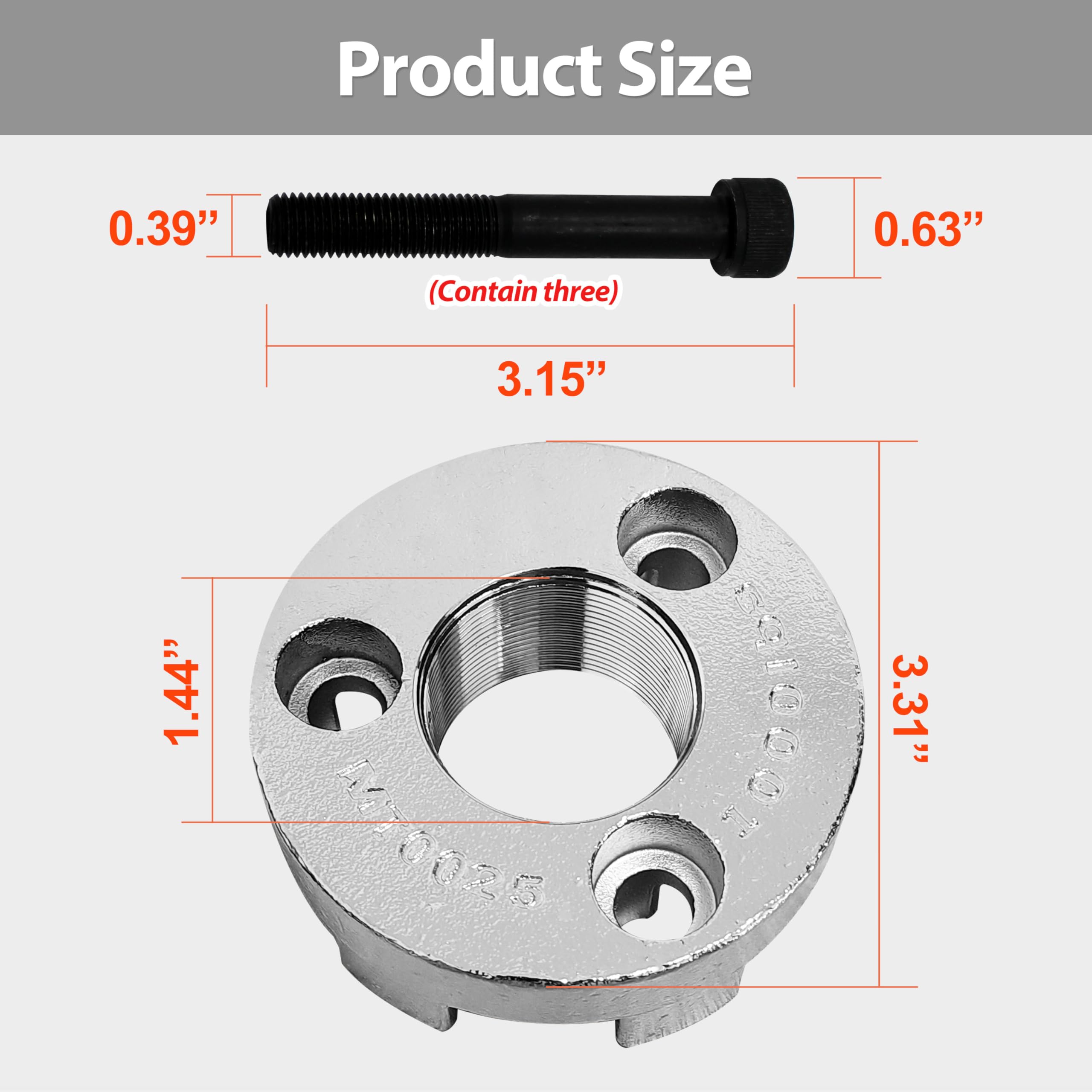 Adapter do podnoszenia MT0025 kompatybilny z Yamaha 5.3 V8, 4.2 V6, F200B, F115B, F425, MT0022 i Non-Verado Mercury (gwint 1,5 cala x 16 TPI)