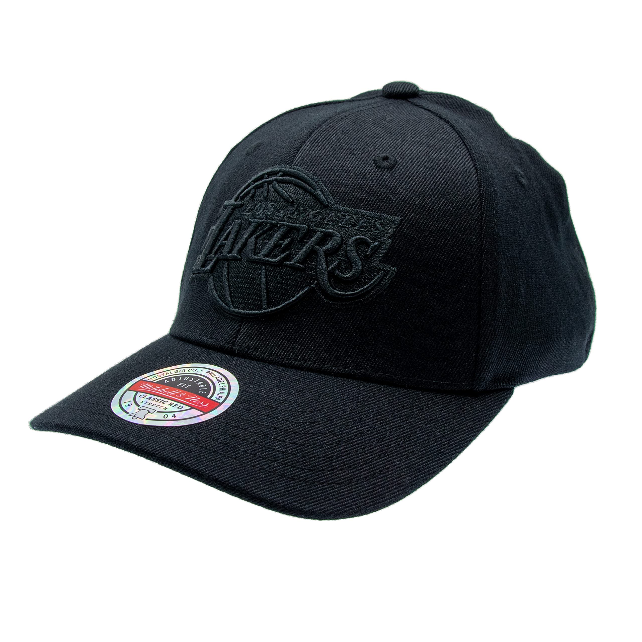 Mitchell & Ness NBA BLK Logo Lakers Cap& Baseball Cap Snapback (One Size - Black)