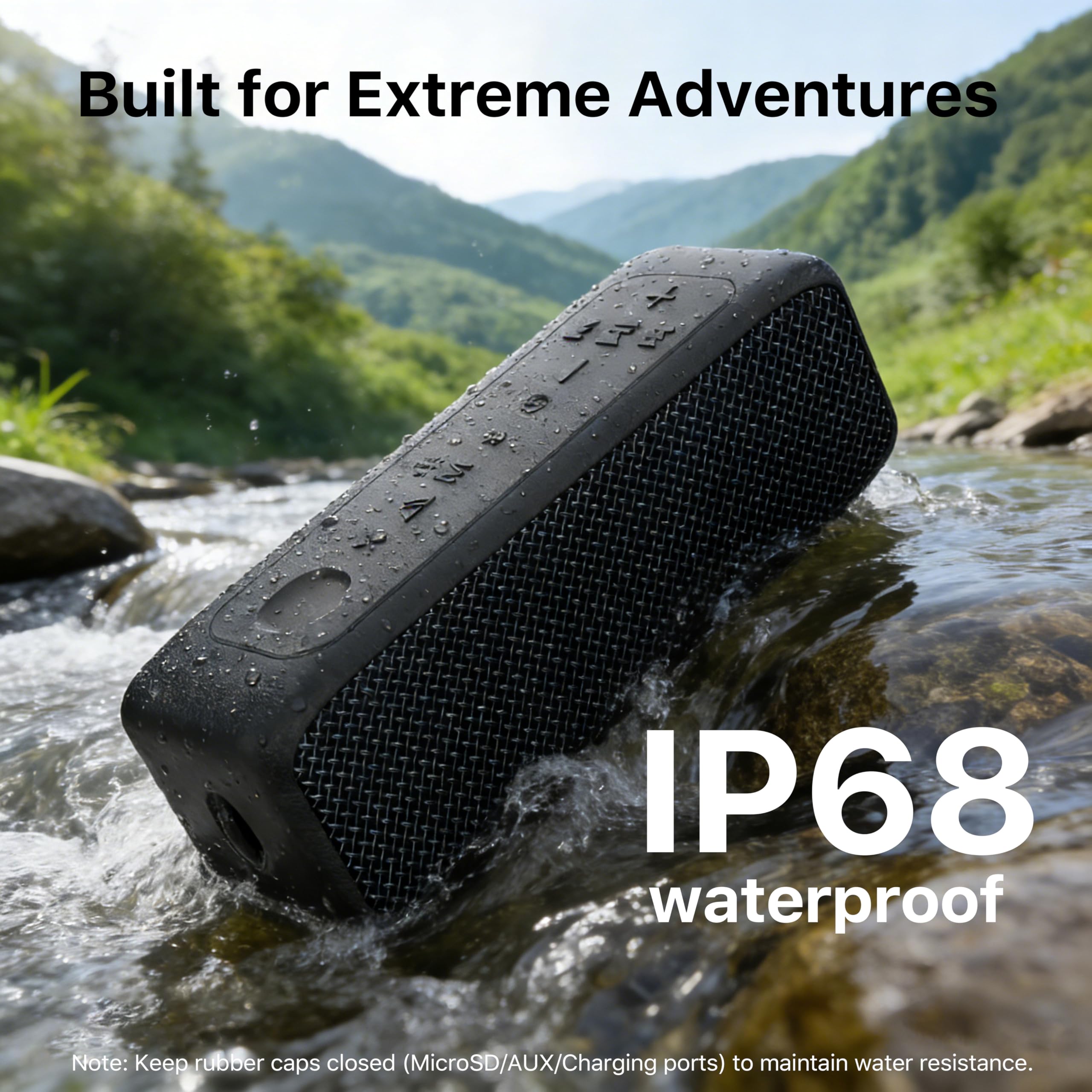 JUOVI Cassa Bluetooth Portatile Impermeabile IP68 | Supporto Scheda TF, Ingresso AUX 3,5mm, Playtime 24H, Suono Stereo 20W, Altoparlante Wireless con Bluetooth 6.0, Accoppiamen