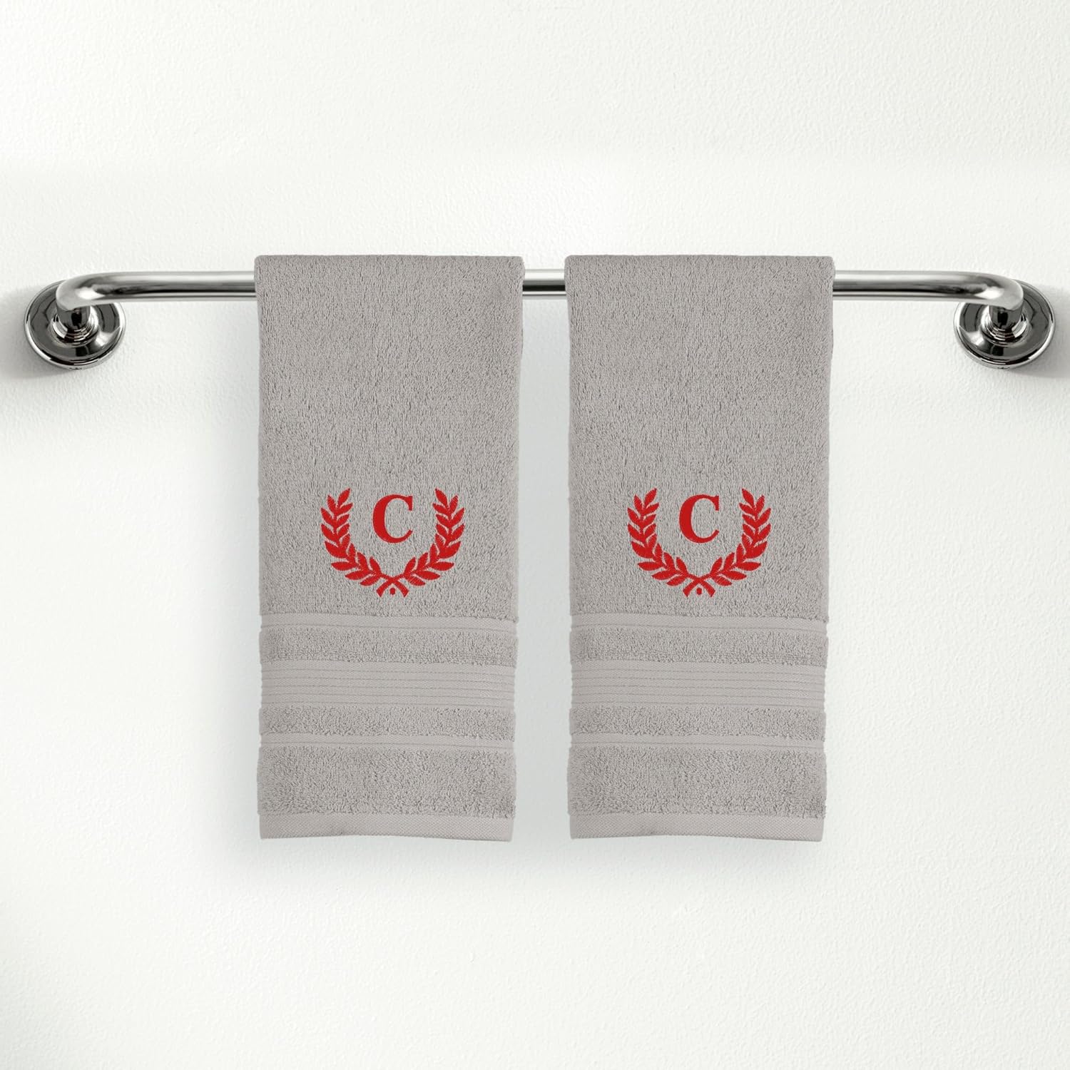 Ephesos Personalized Custom Monogrammed Grey Hand Towels
