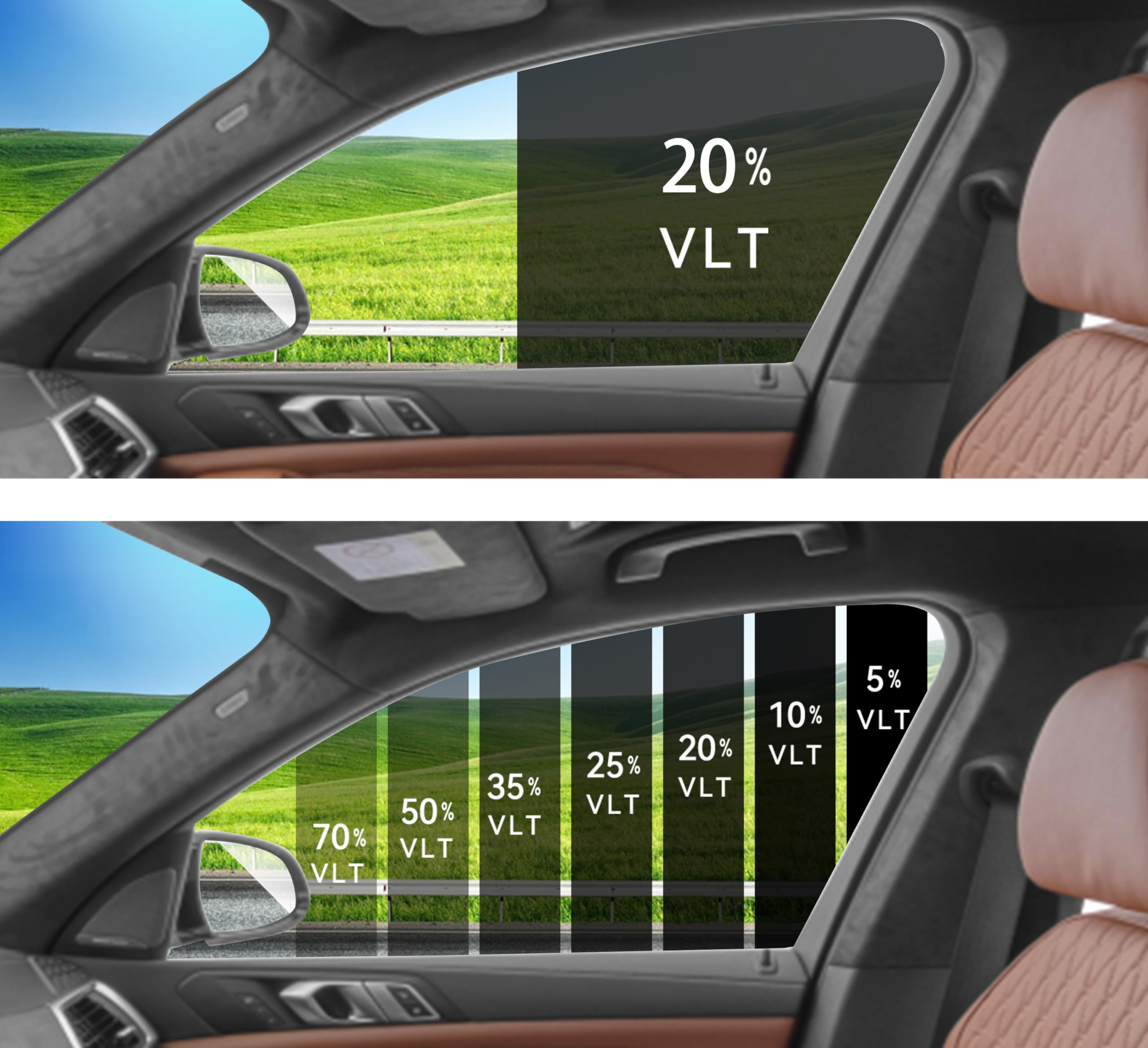 The Tint Effect Precut Window Tint Kit Compatible with Chevrolet Equinox (2018-2024) (Front Windshield Visor precut in 5%) Automotive Film