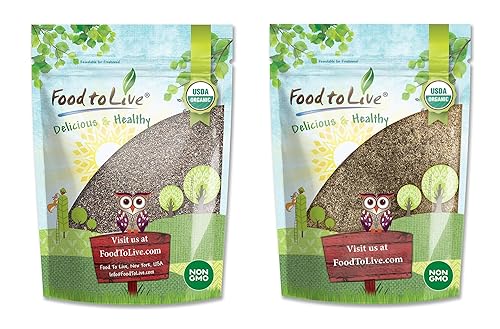 Paquete de chía orgánica semillas de chía orgánicas, 8 onzas y harina de semillas de chía orgánicas, 8 onzas, sin OMG, kosher, crudas, veganas,