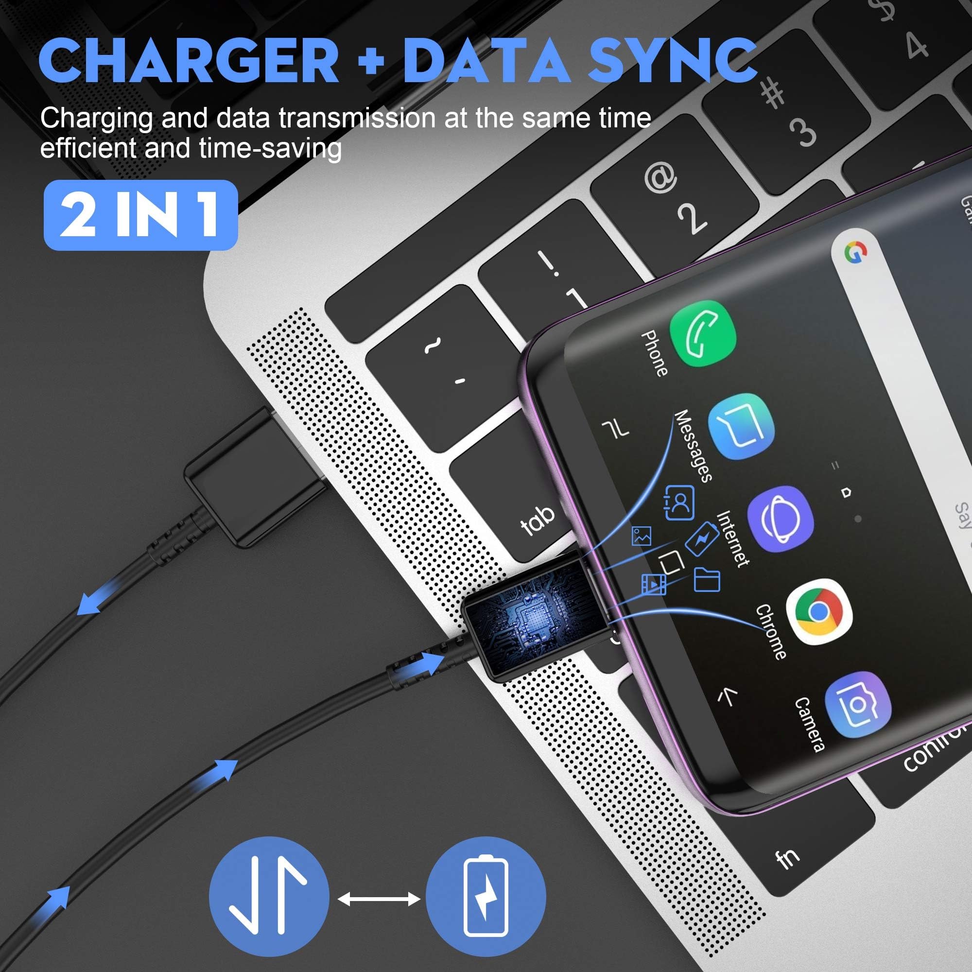 Cable USB C de carga rápida tipo C de 6 pies para Samsung Phone S10/S10e/S10+/S9/S9+/S8/S8+/S23/S22/S21 Ultra/S20/Note 20/Note 10/Note 9/S25/s25+/S24/S24+/S24+/S24 Ultra