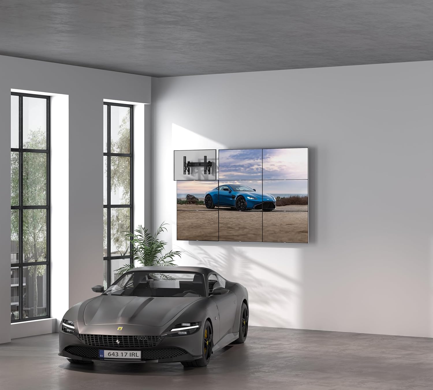 Mount Plus POP-48T Pop Out Video Wall Mount System for 37 to 70" TVs | TV Menu Board | Max VESA 600x400 | Commercial Grade 154 Lbs | Anti-Theft Protection | Full Extension to 8.7" (1 Pack)