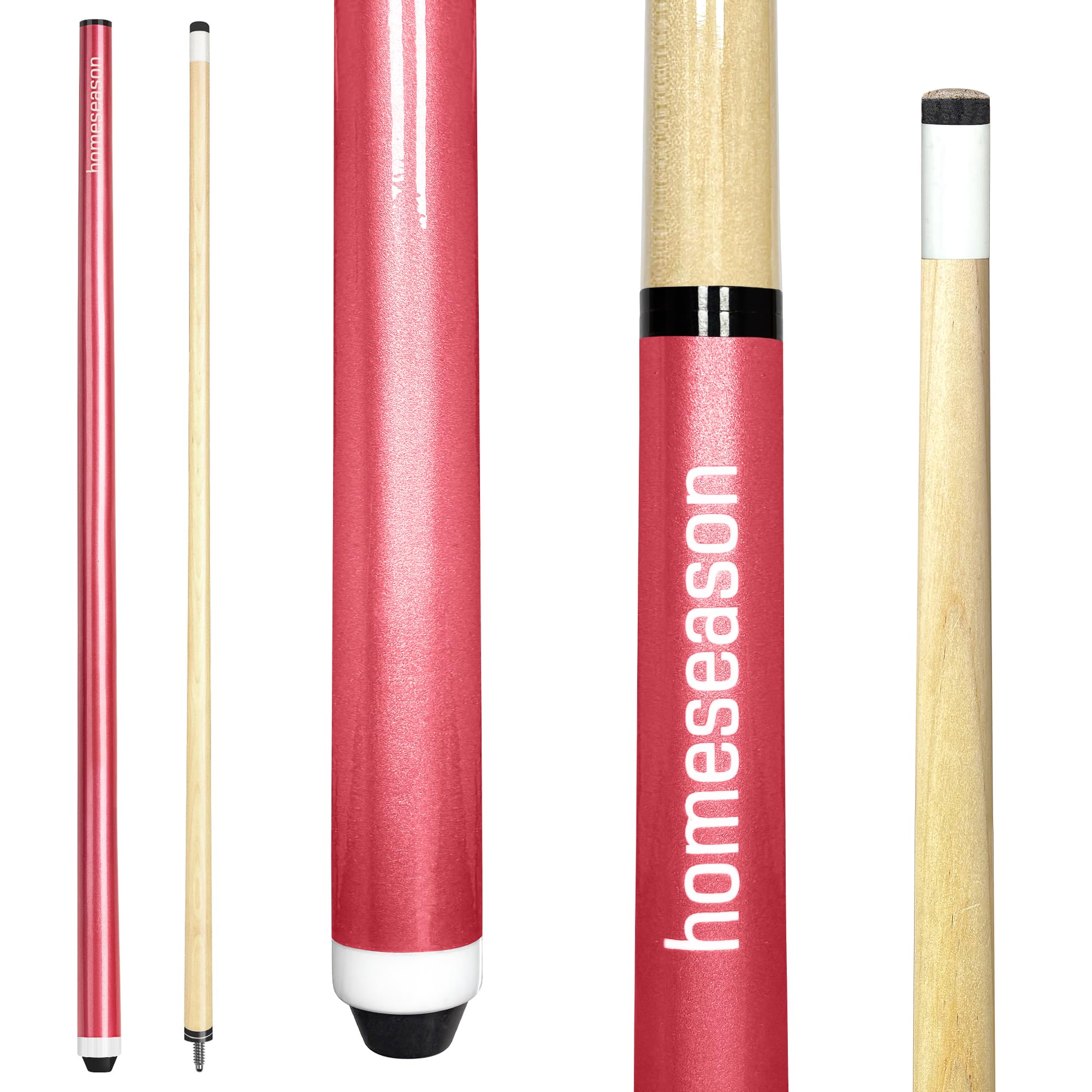 Pool Cues 57 inch Pool Cue Stick with 13mm Fiber Leather tip 4-Colors for Beginner, Commercial and Home Entertainment