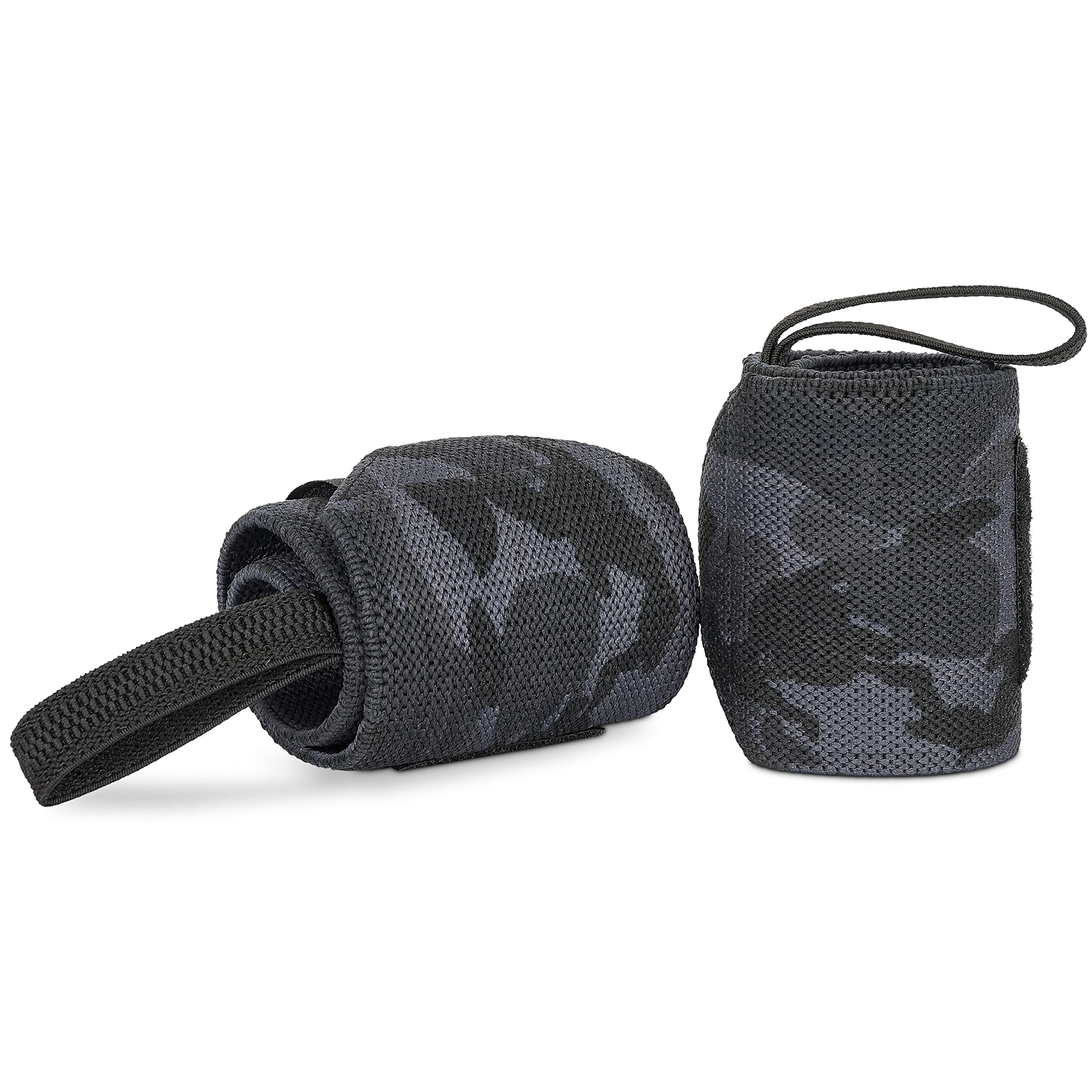 MAAZFITNESS Power Weight Lifting Wrist Wraps Supports Gym Training Fist Straps - Sold as Pair & One Size Fits AlL (black and grey camo)