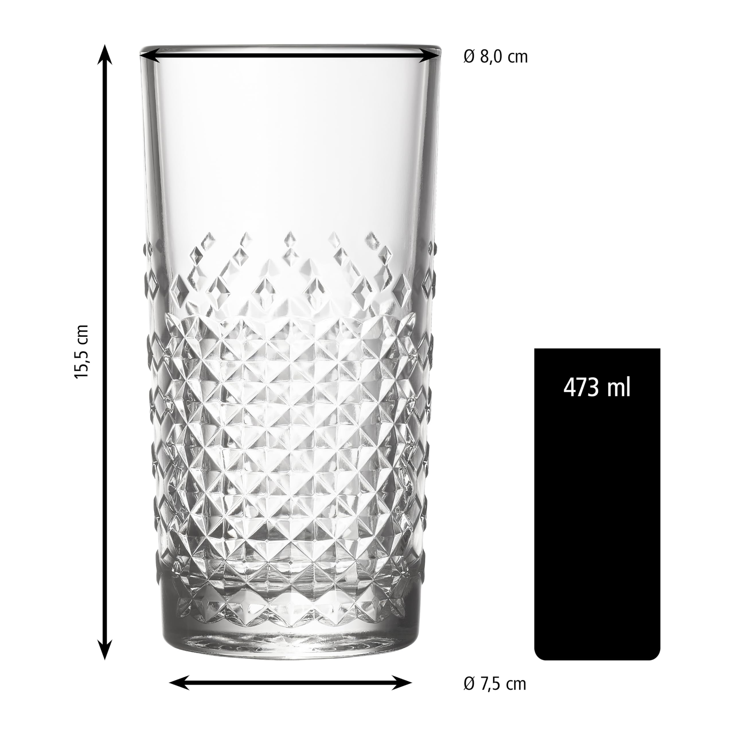 Libbey Ocular 12er Set Longdring/Cocktail Glas mit 473 ml, 70309