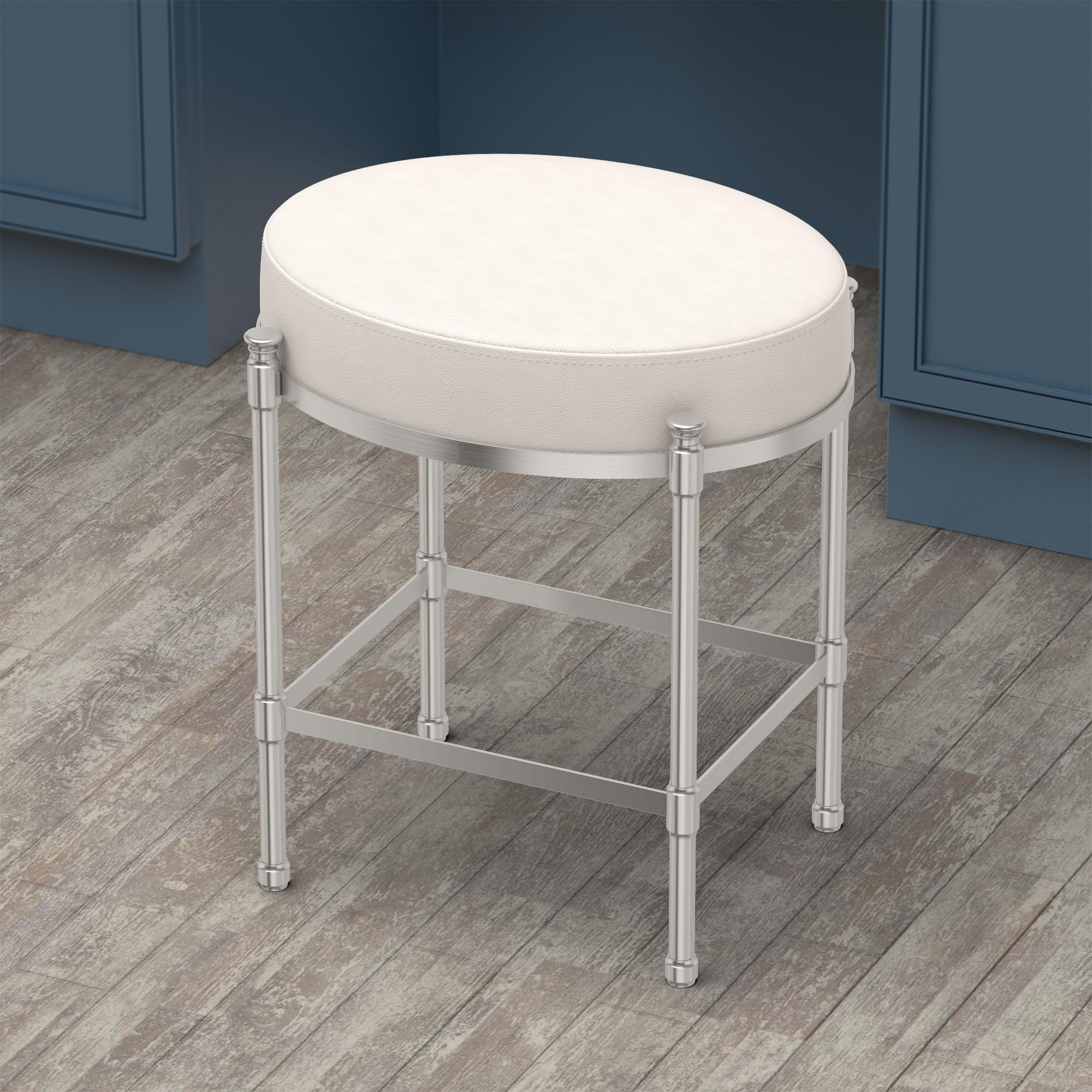 Nickel Bathroom Vanity Bench Flare Back Powder Coat Nickel Finish