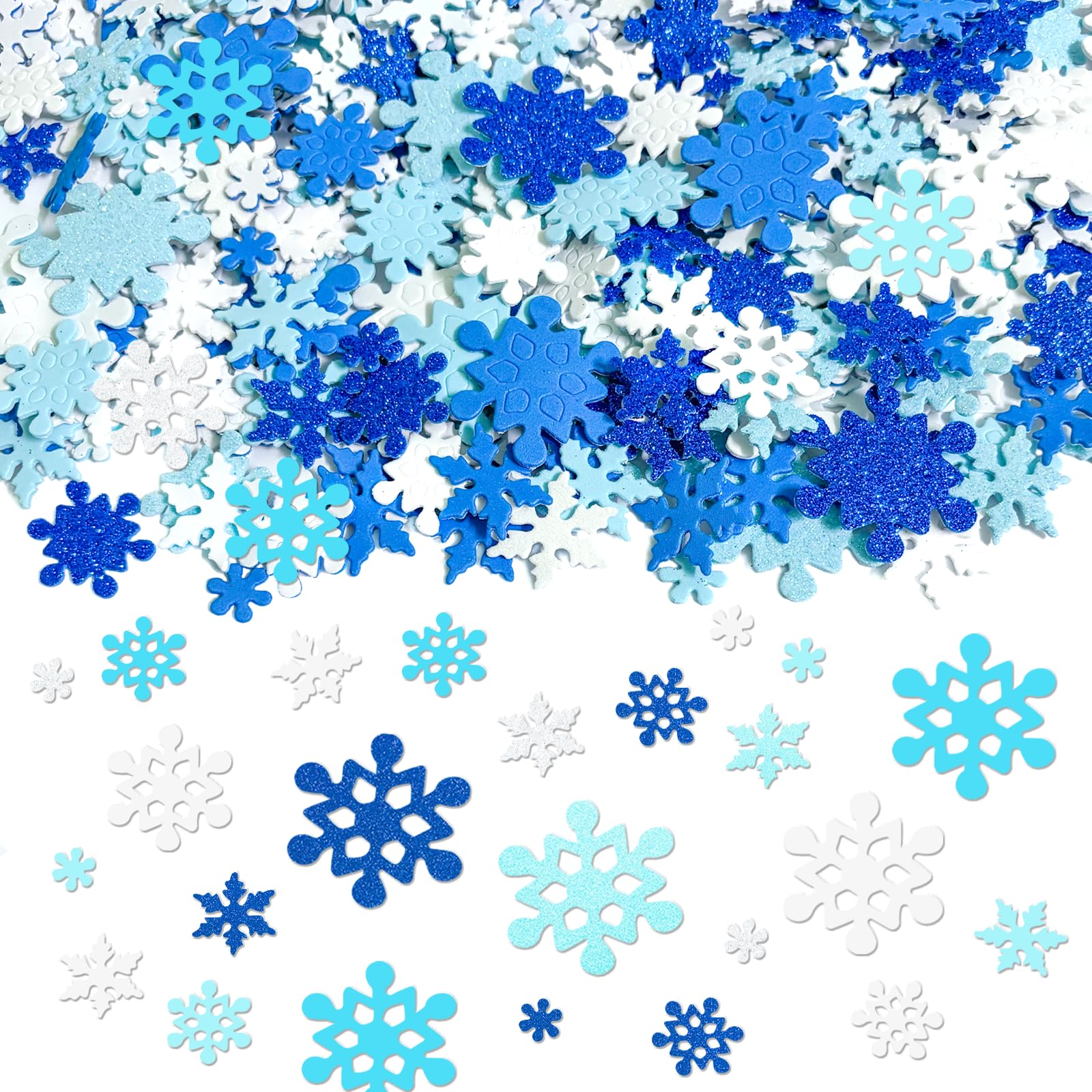 Autocollants Noël EVA flocon de neige bleu et blanc loisirs créatifs